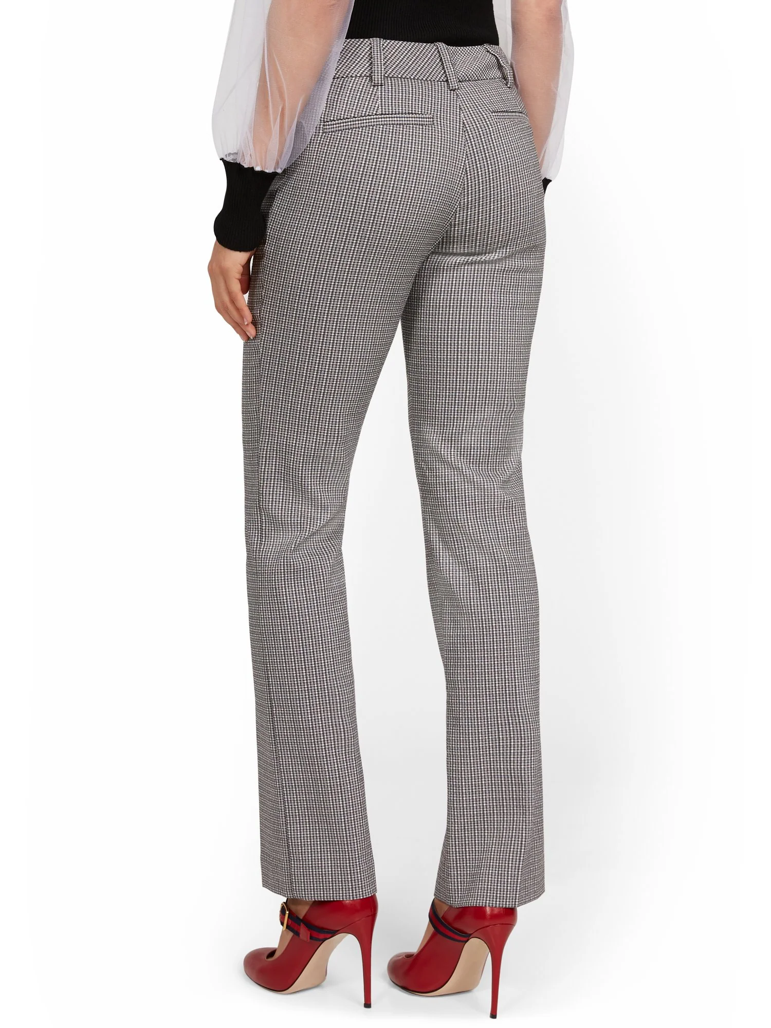 Mid-Rise Straight-Leg Check Pant - Image 3