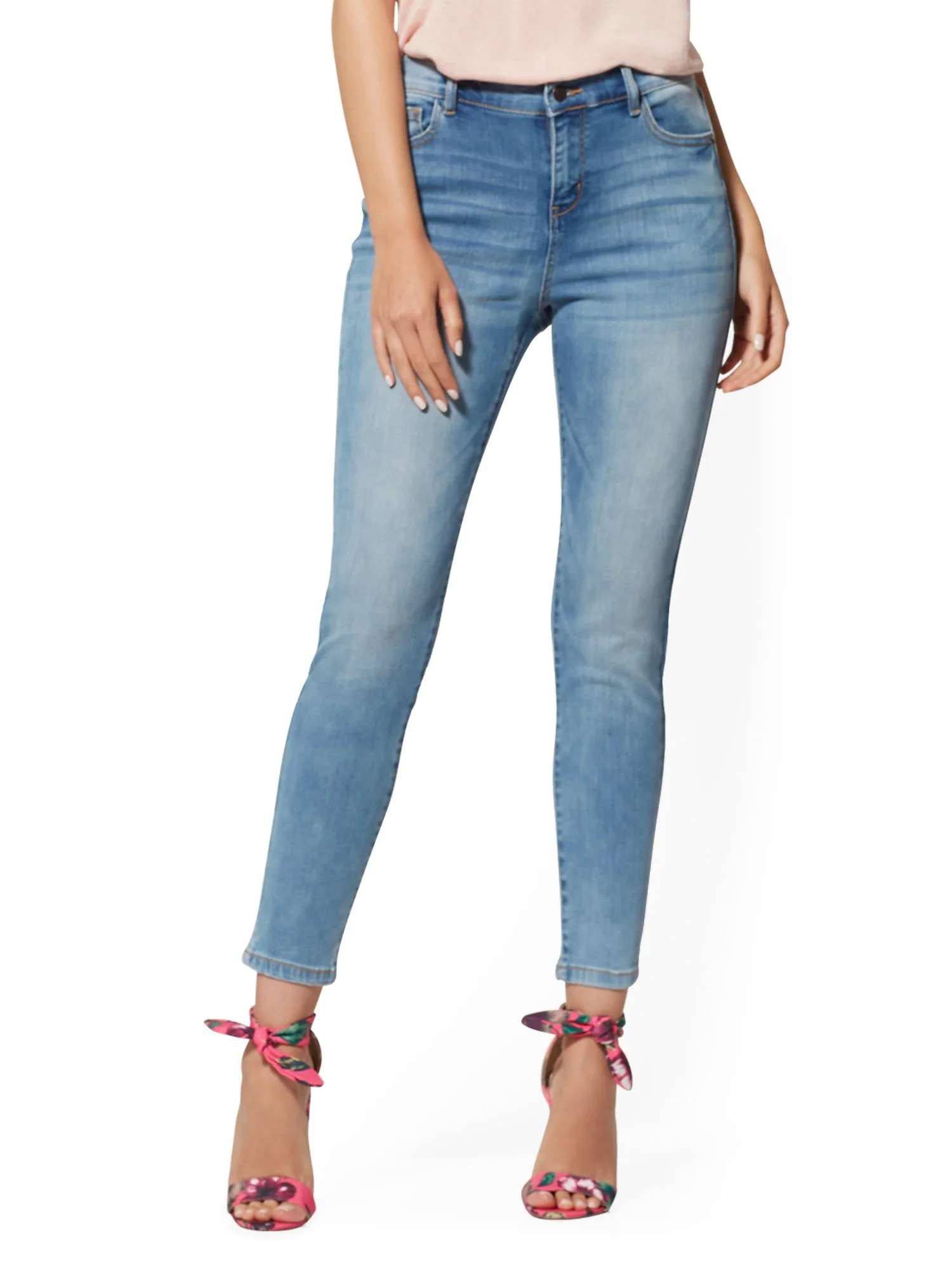Mid-Rise Super-Skinny Ankle Jeans - Blue Angel - Image 2