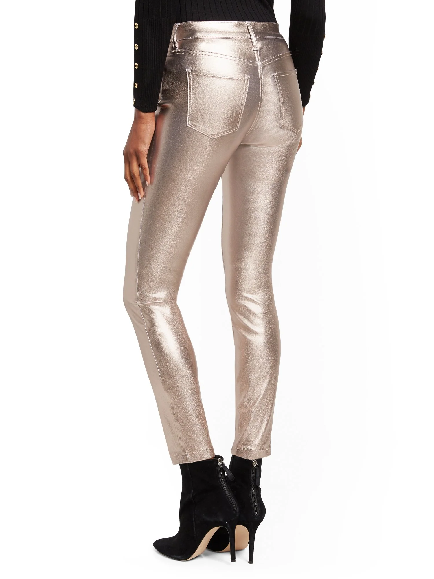 Mid-Rise Super-Skinny Jeans - Metallic Coated - Image 3