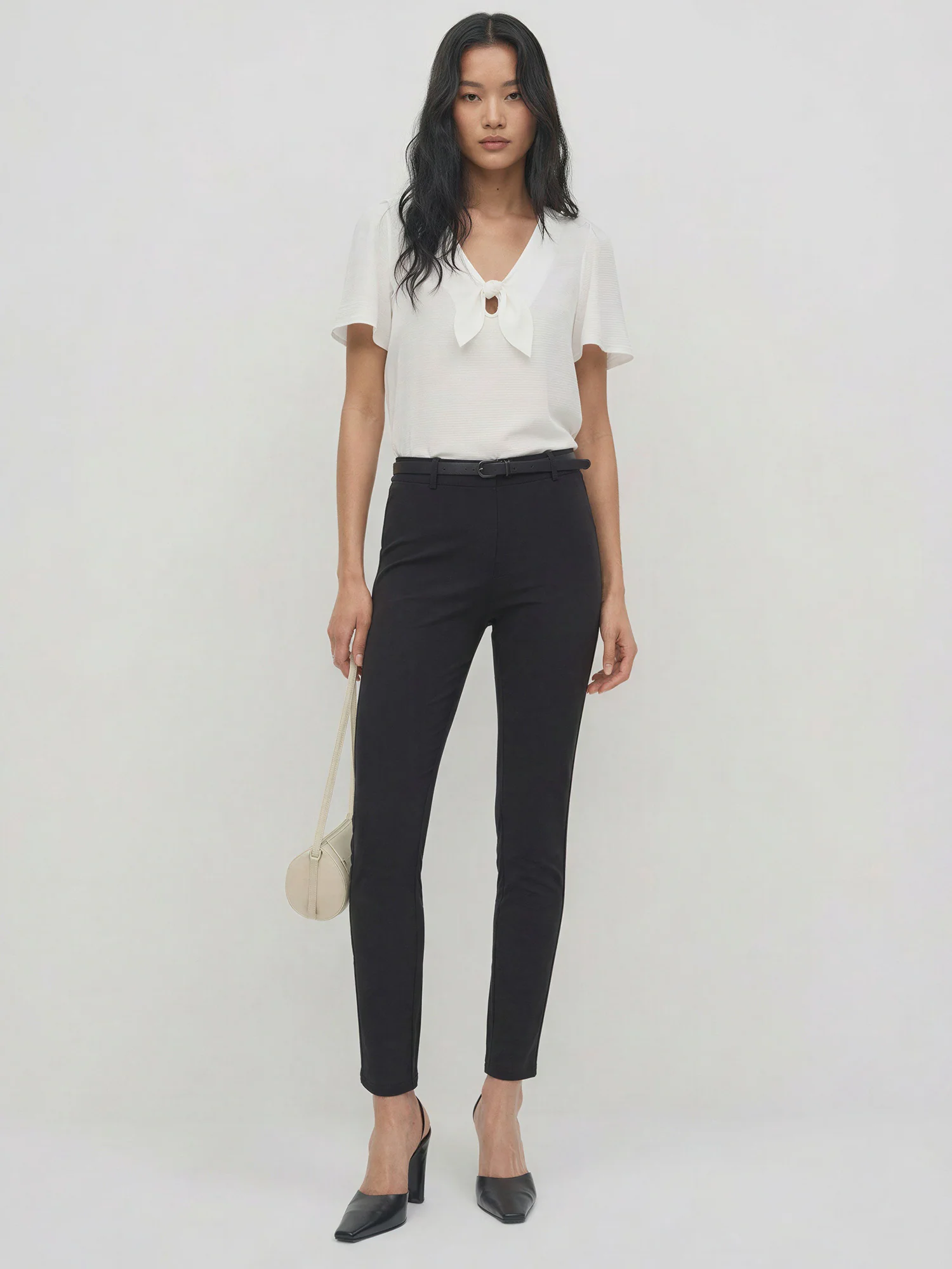 Millenium Mid Rise Skinny Leg Pants With Belt