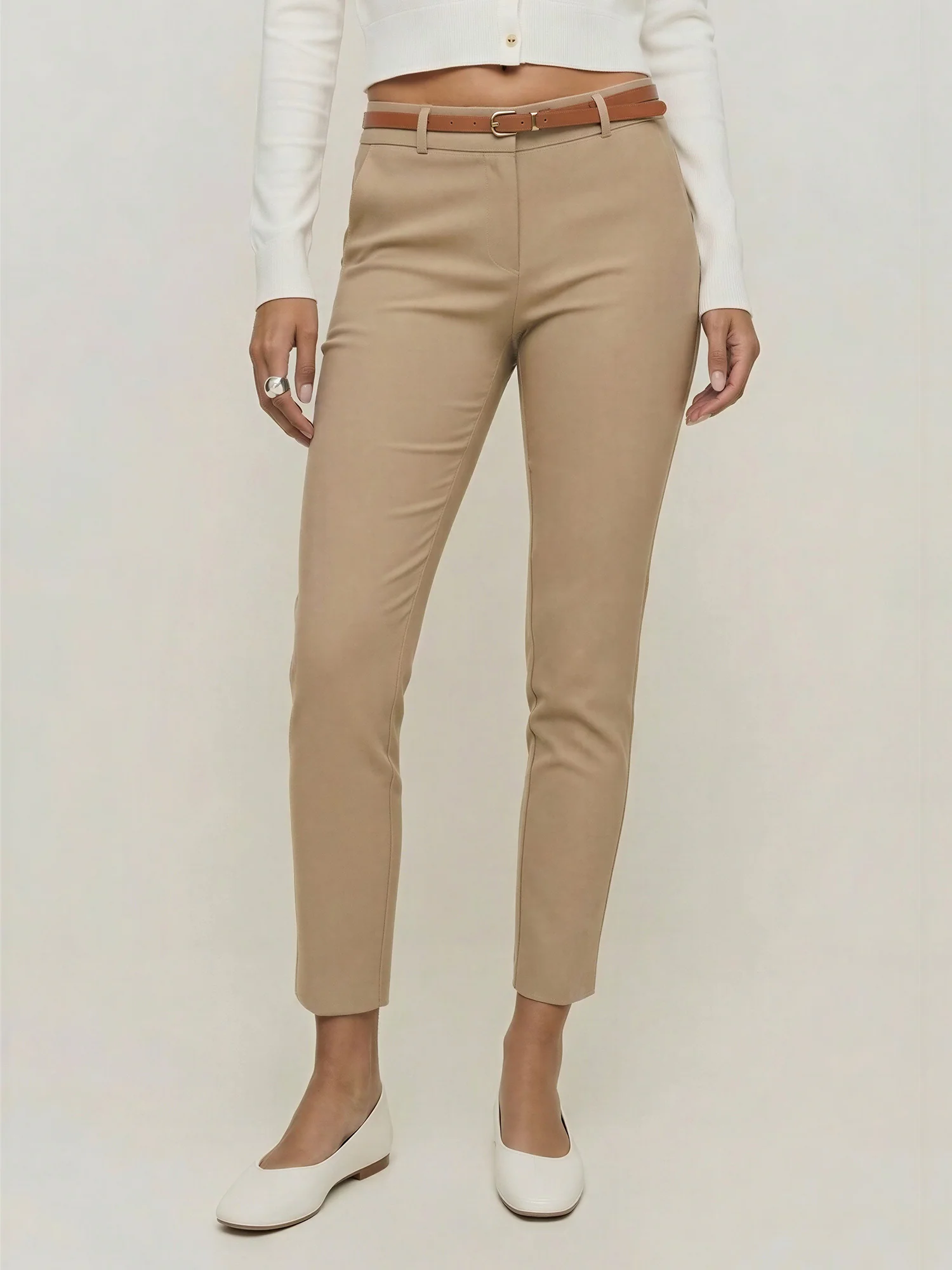 Millenium Mid Rise Skinny Leg Pants With Belt - Image 5