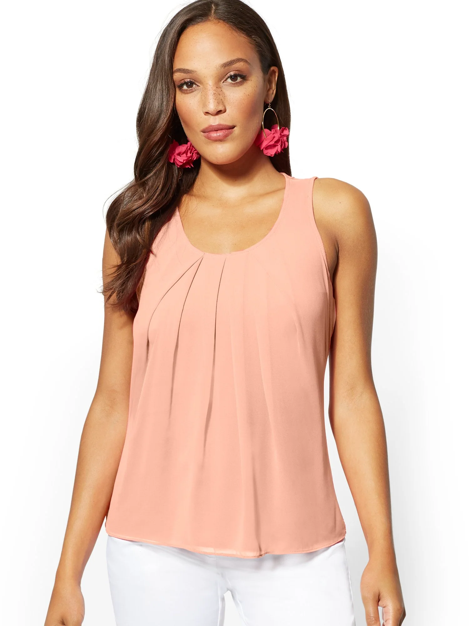 Mixed-Fabric Sleeveless Top - 7th Avenue - Image 36