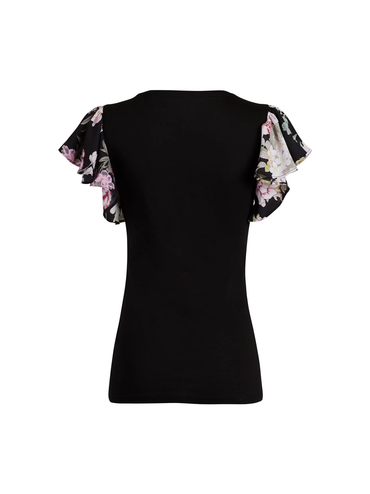 Mixed Media Flutter-Sleeve Cotton Top - Image 3