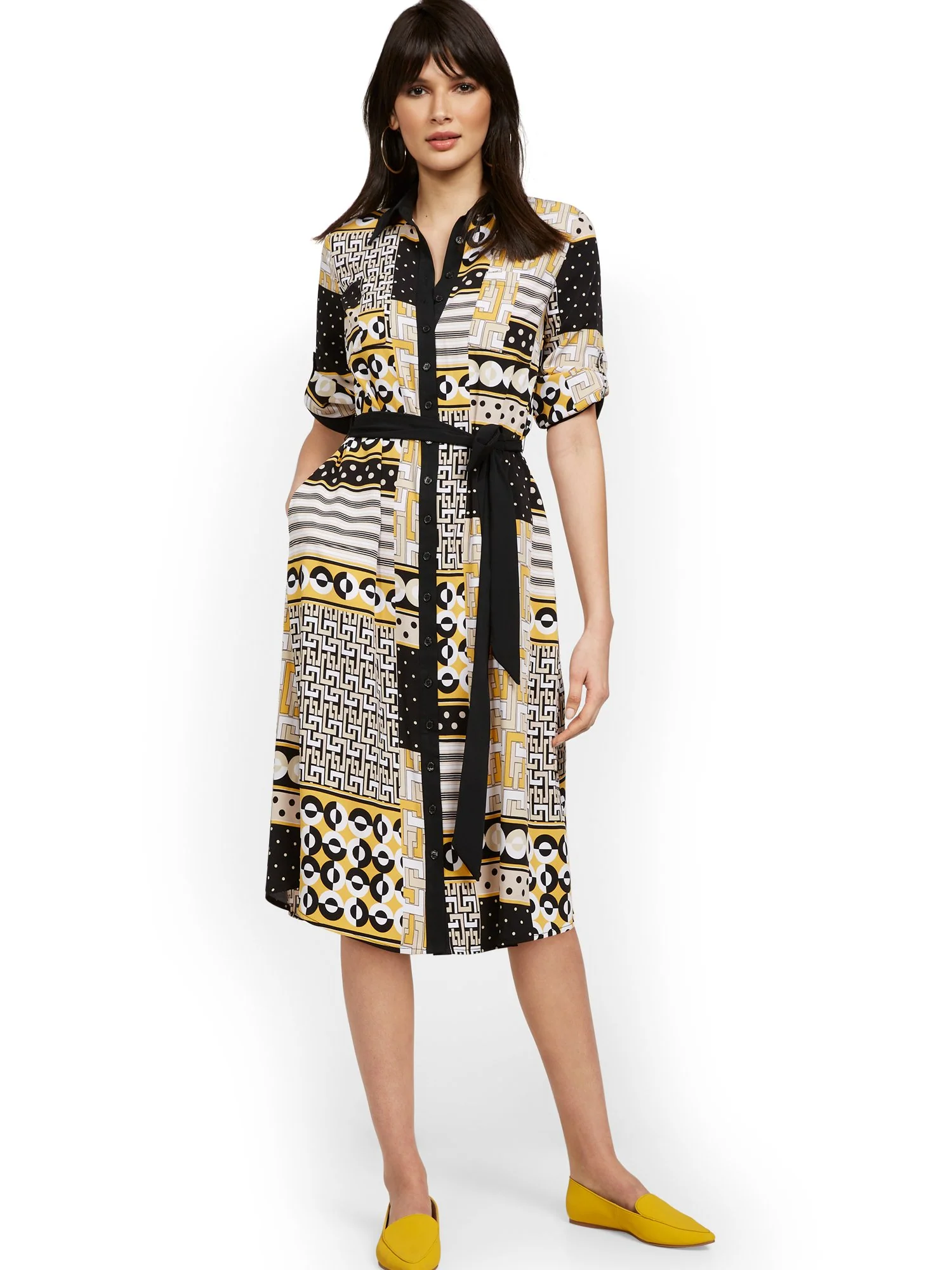 Mixed Print Shirtdress - Image 4