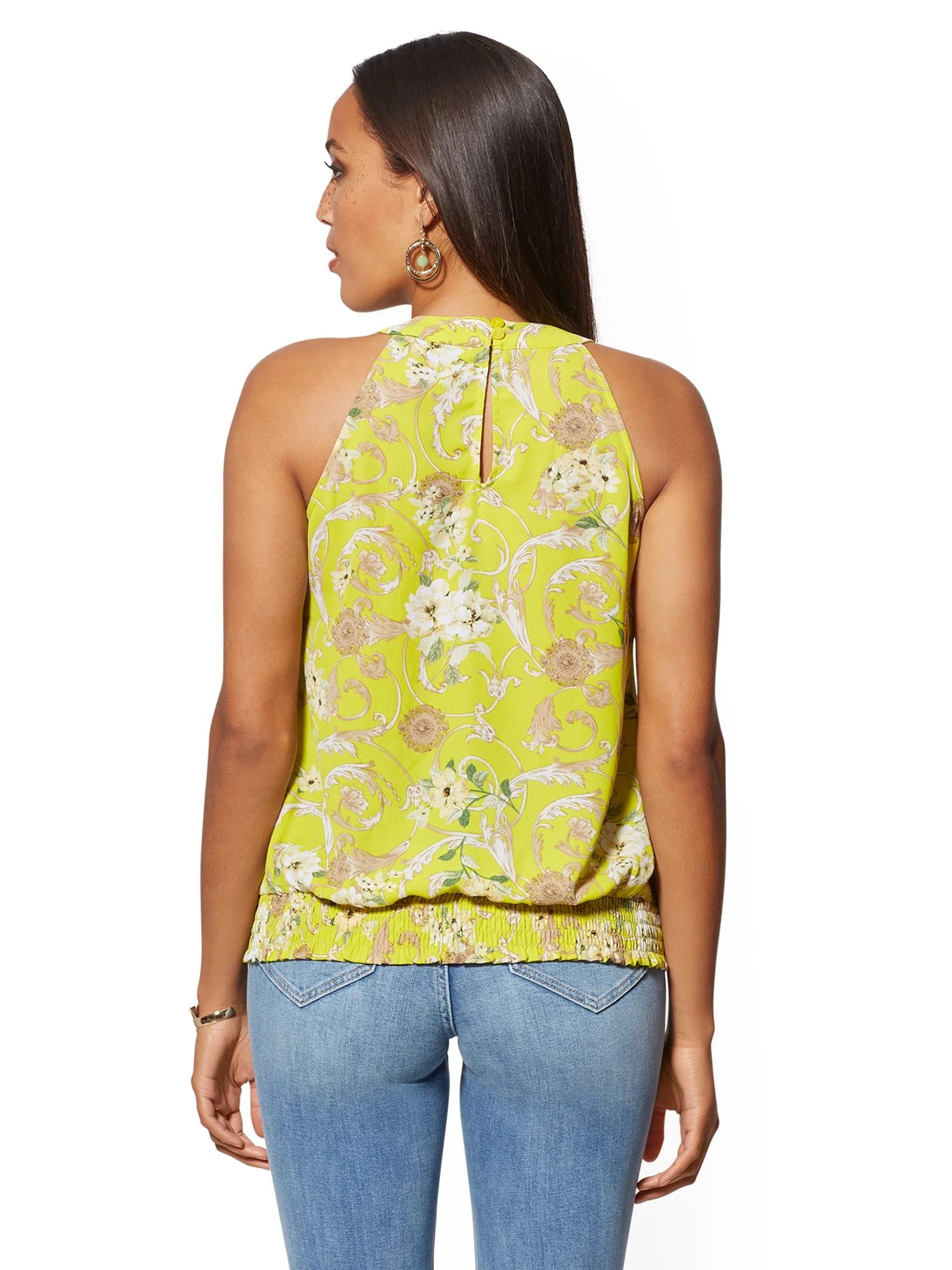 Mixed-Print Tie-Front Halter Blouse - Image 3