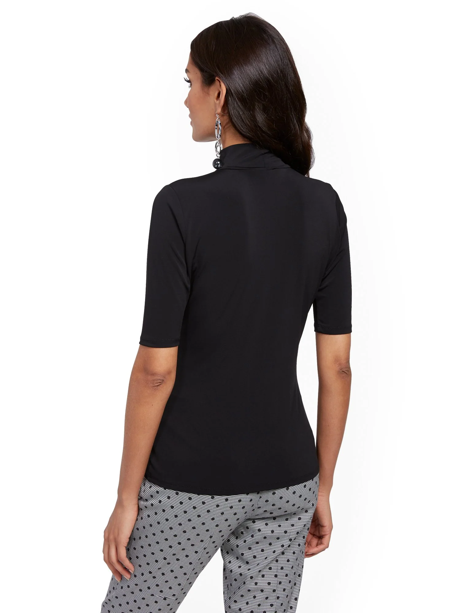 Mock-Neck Elbow-Sleeve Top - 7th Avenue - Image 3