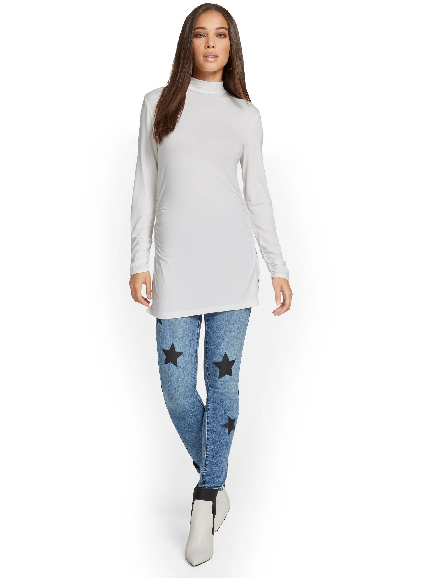 Mock-Neck Slit Tunic Top - Image 16