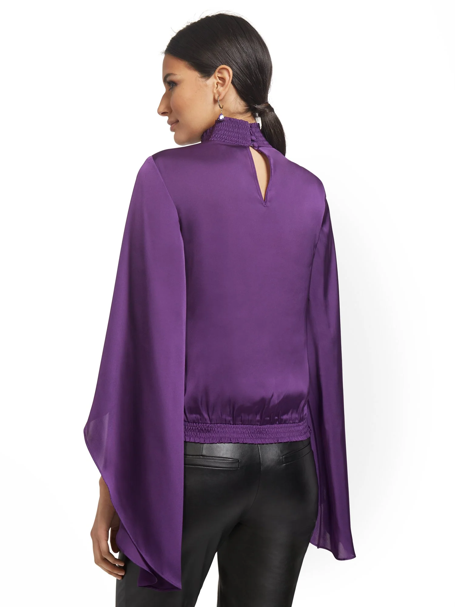 Mock-Neck Statement Sleeve Top - Image 3
