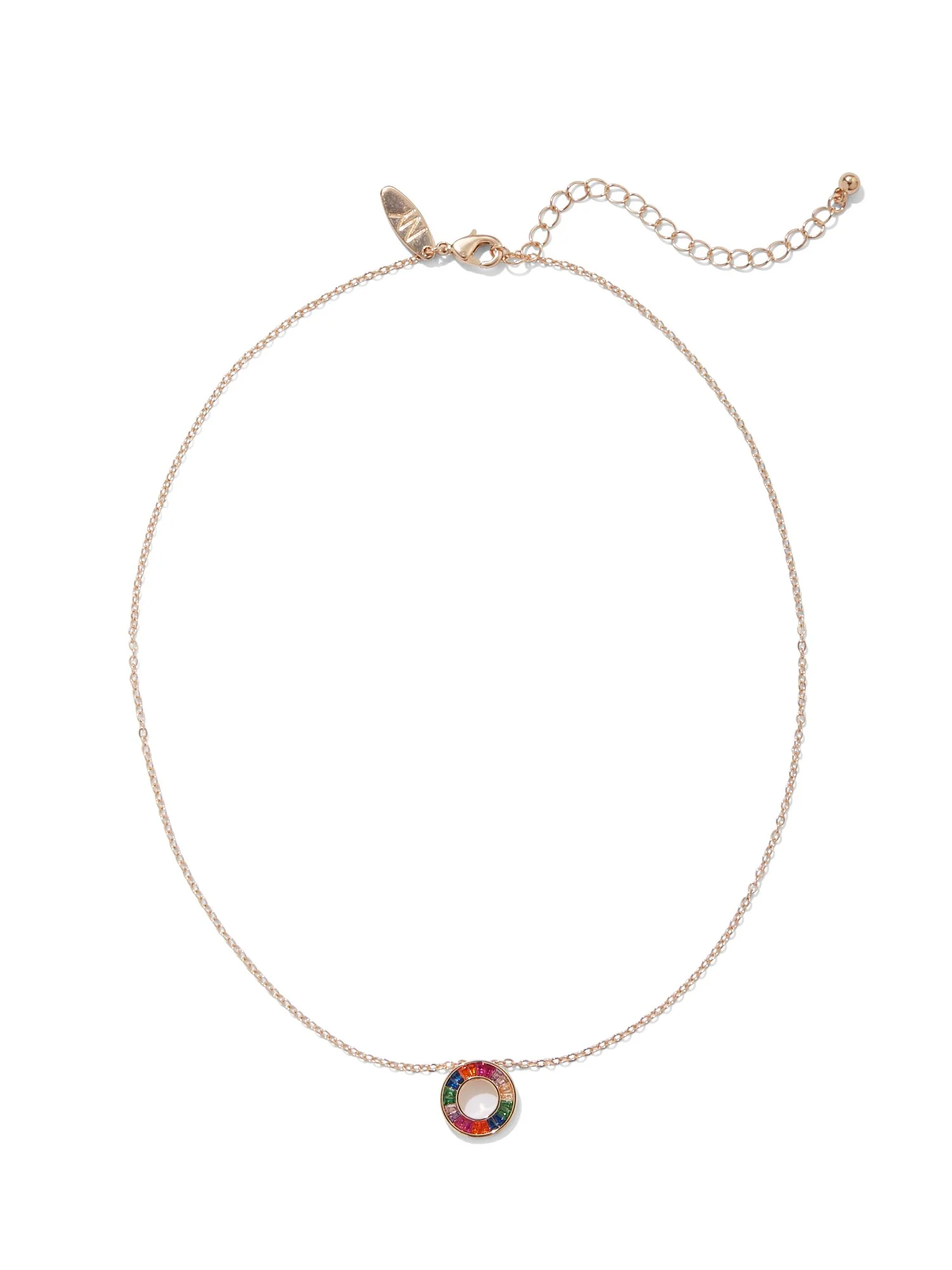 Multicolor Faux-Stone Circle Pendant Necklace