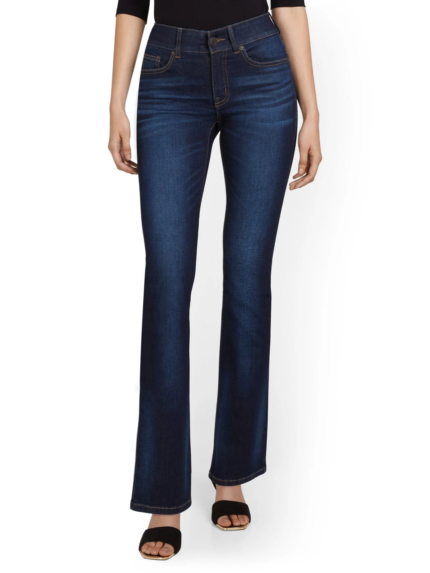 Mya Curvy High-Waisted Bootcut Jeans - Dark Wash - Image 2