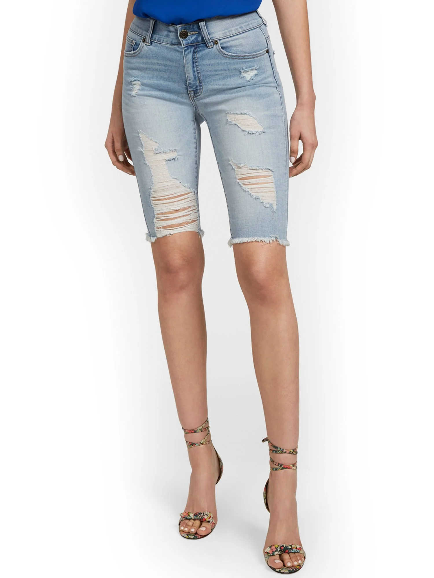 Mya Curvy High-Waisted Sculpting No Gap 13-Inch Bermuda Short - Jones Blue - Image 2