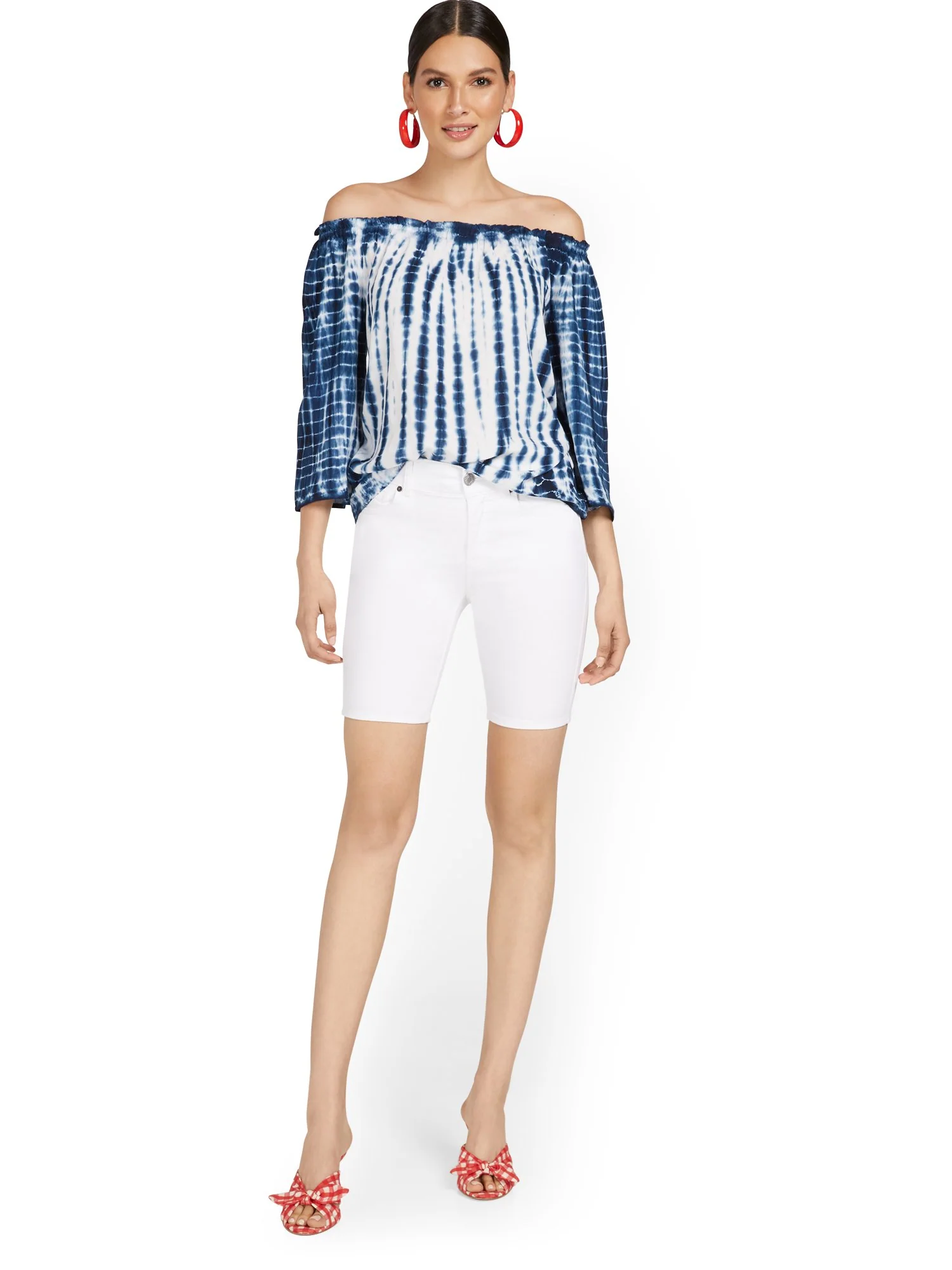Mya Curvy High-Waisted Sculpting No Gap 9-Inch Short - White - Image 5