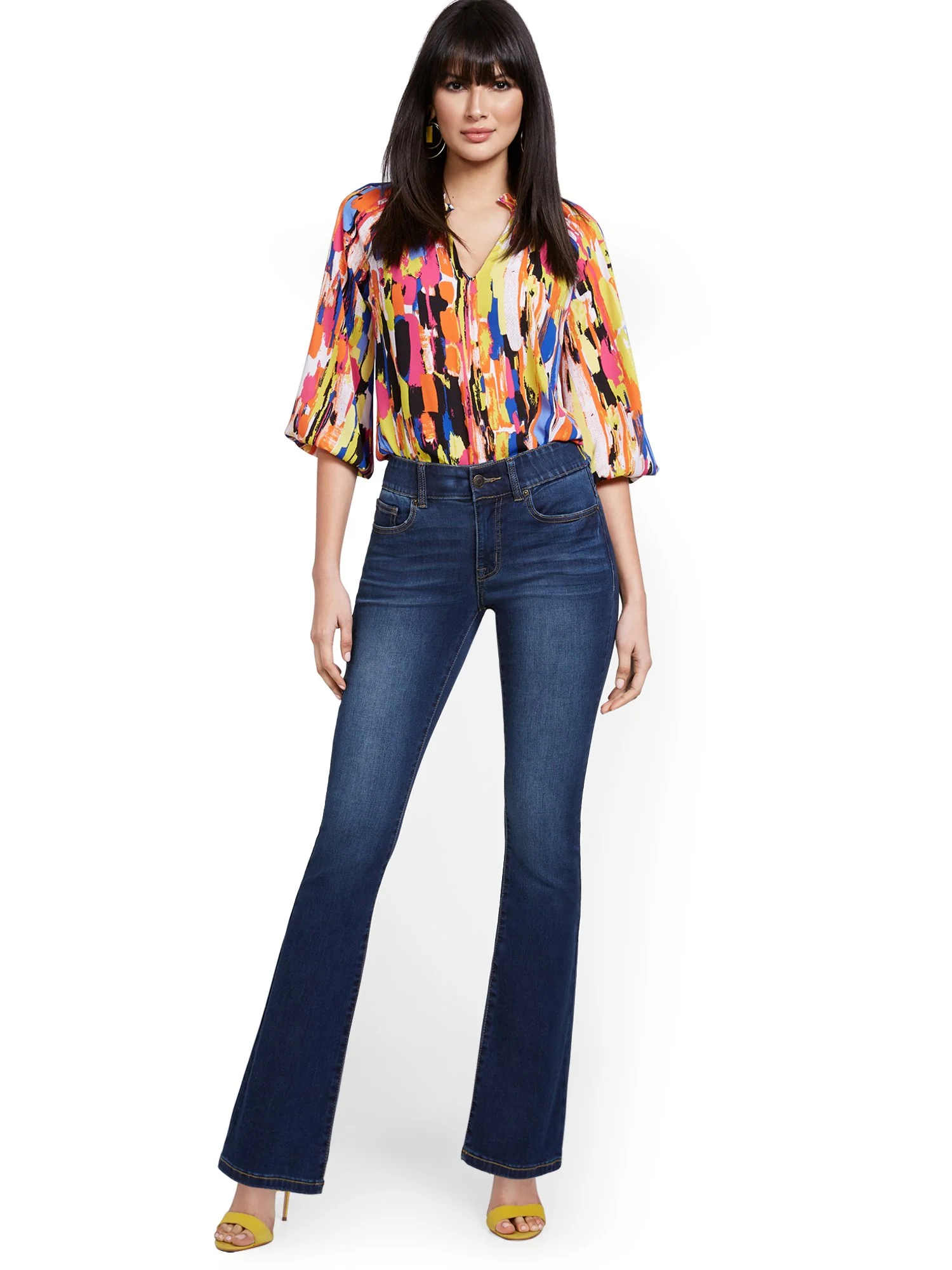 Mya Curvy High-Waisted Sculpting No Gap Barely Bootcut Jeans - Foxy Blue - Image 5