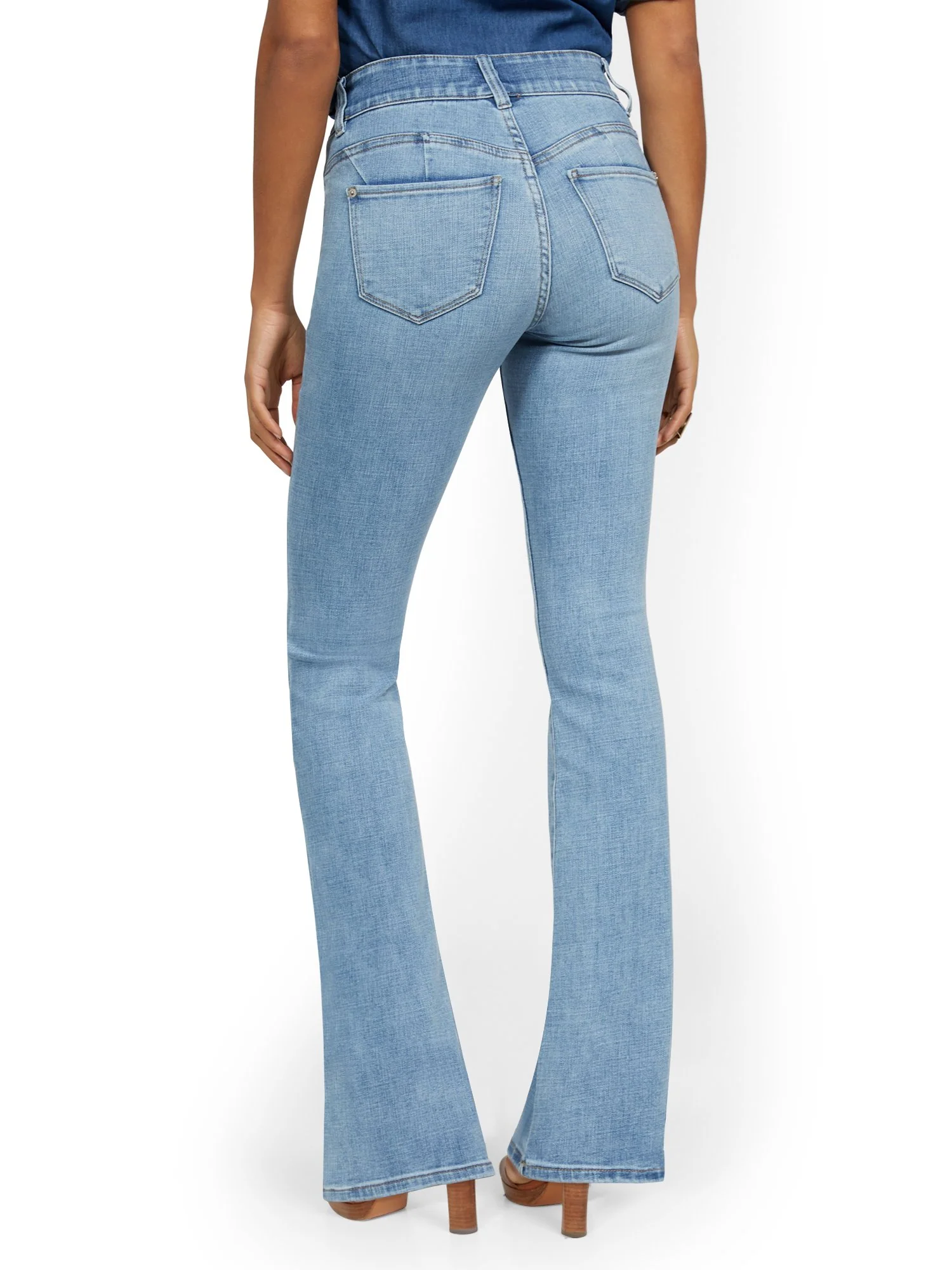 Mya Curvy High-Waisted Sculpting No Gap Barely Bootcut Jeans - Light Wash - Image 3