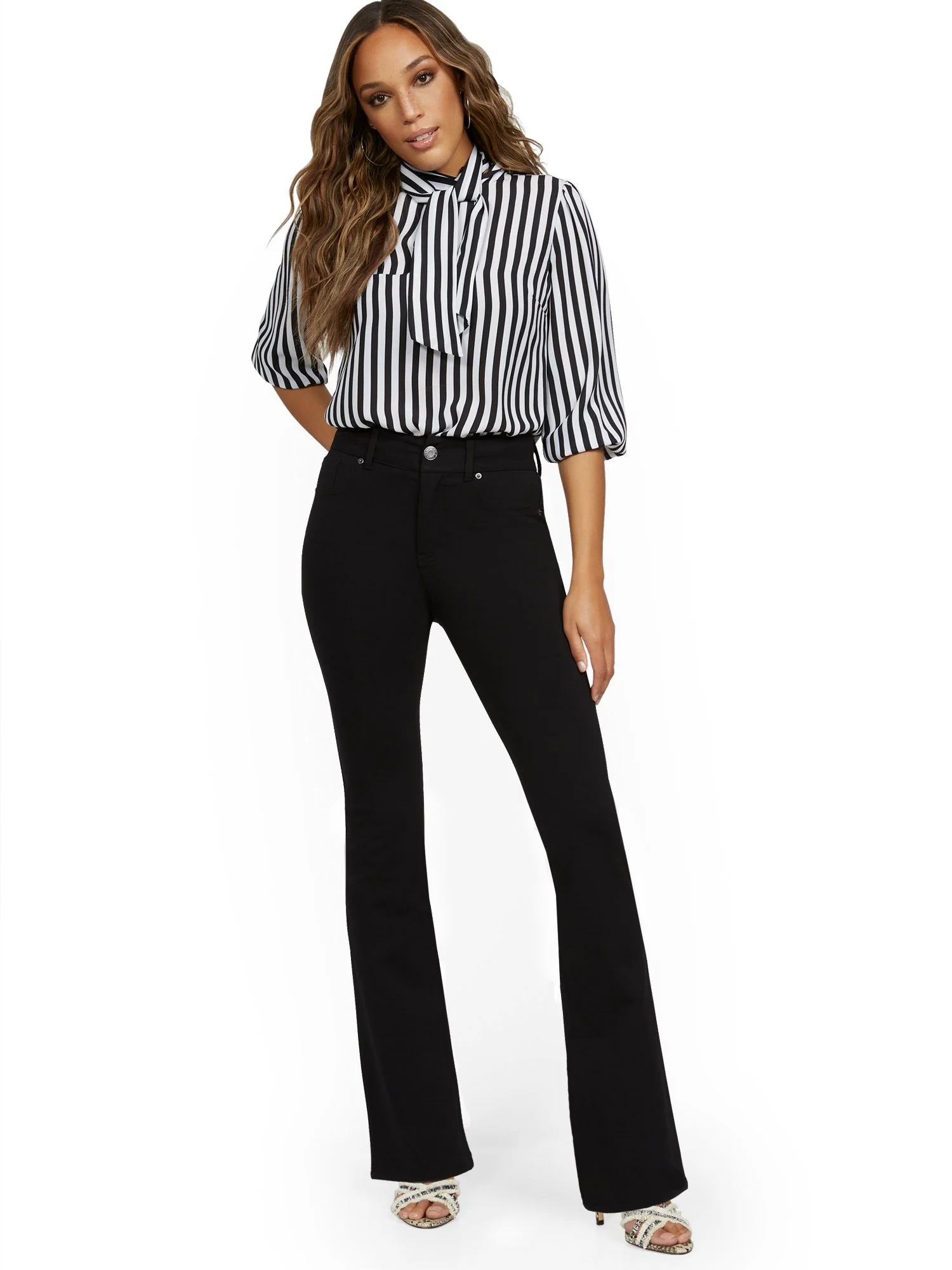 Mya Curvy High-Waisted Sculpting No Gap Bootcut Ponte Jeans - Image 4