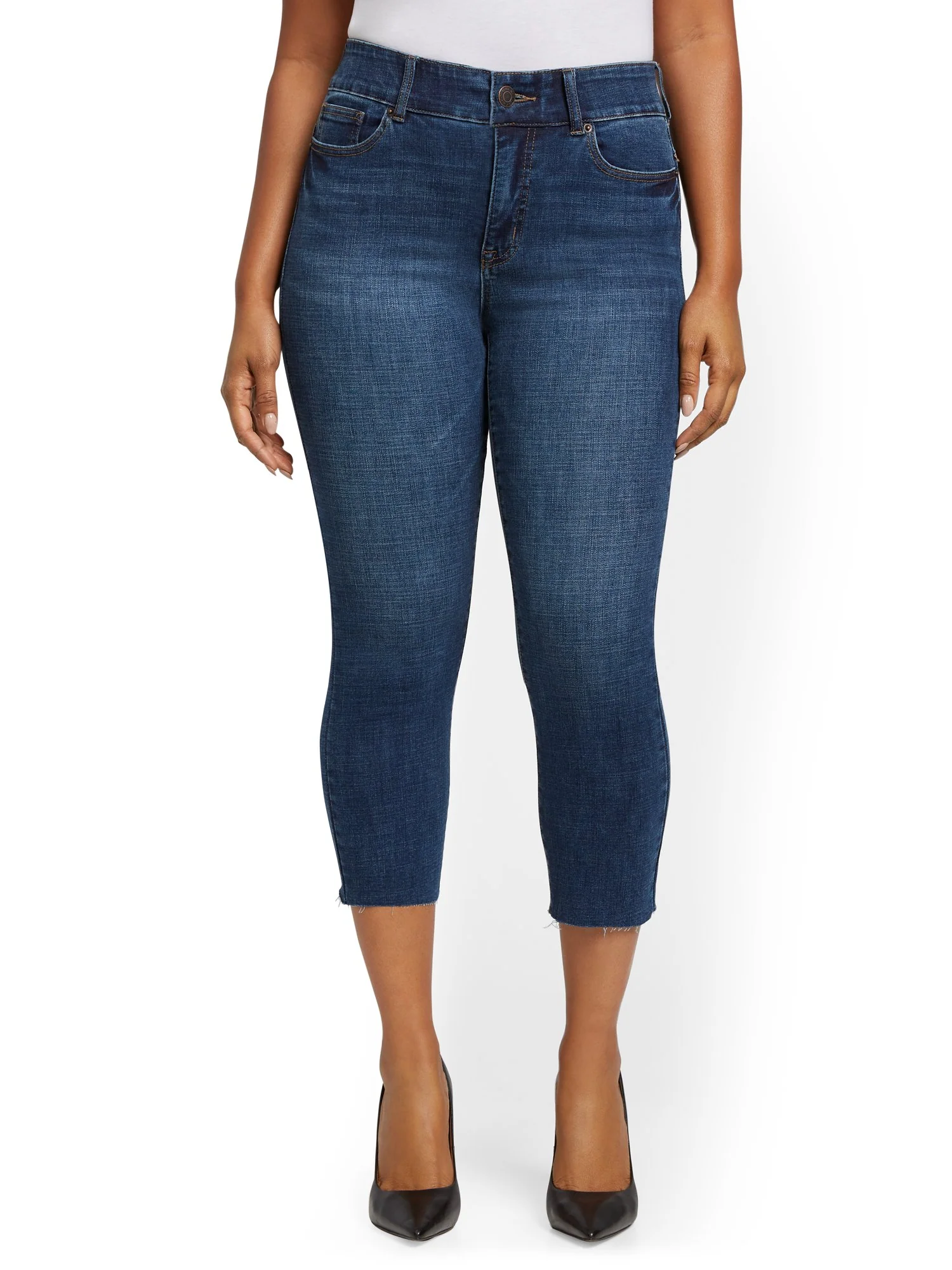 Mya Curvy High-Waisted Sculpting No Gap Capri Jeans - Limelight Blue - Image 6