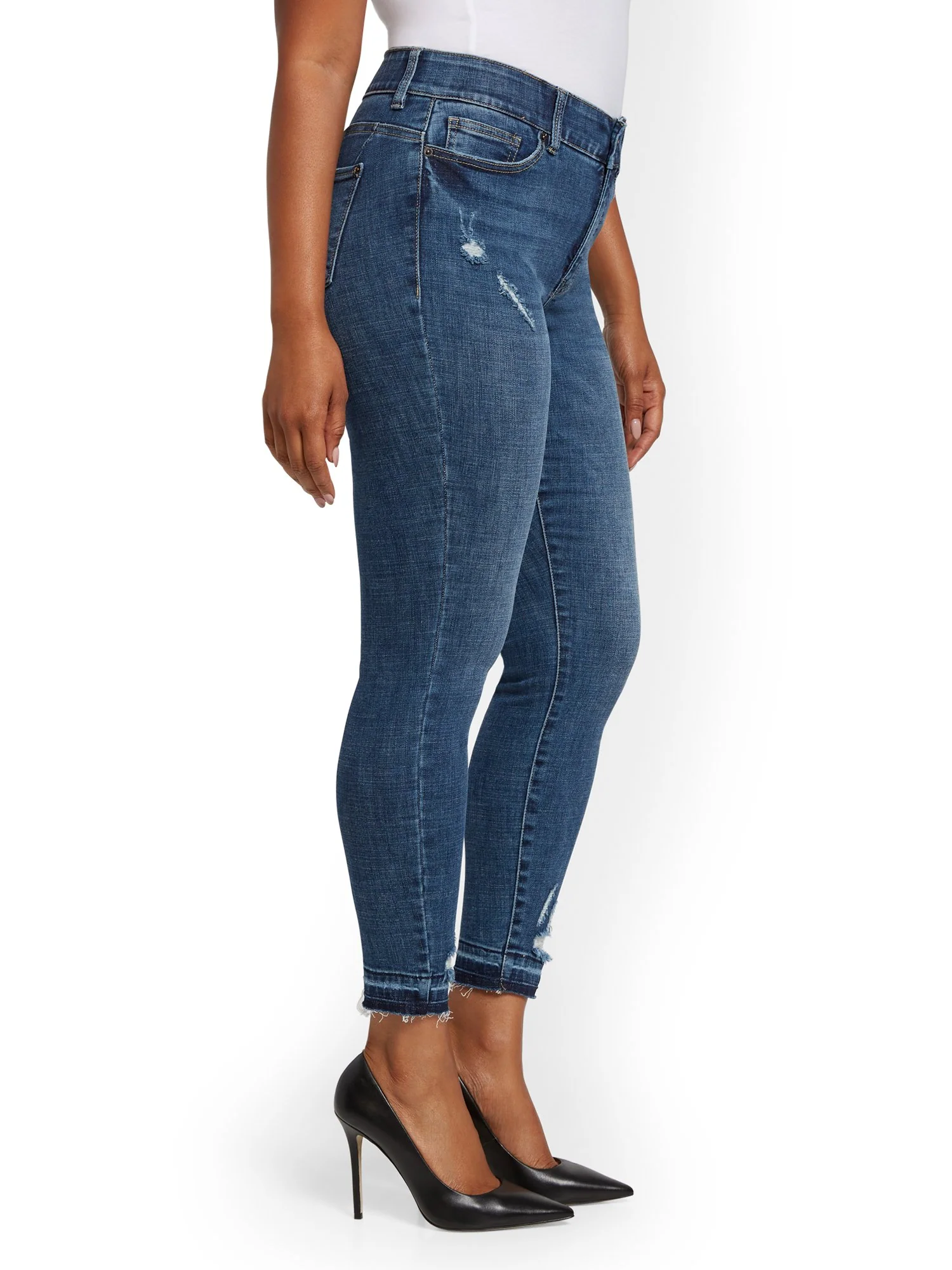 Mya Curvy High-Waisted Sculpting No Gap Super-Skinny Ankle Jeans - Chameleon Blue - Image 4