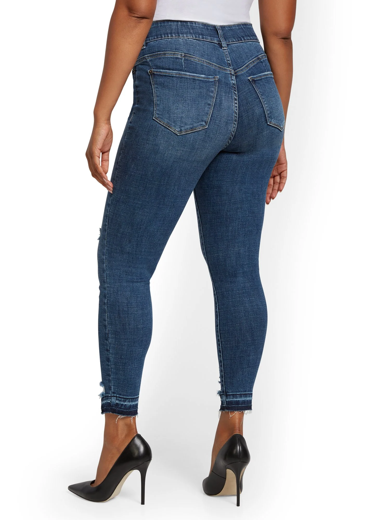 Mya Curvy High-Waisted Sculpting No Gap Super-Skinny Ankle Jeans - Chameleon Blue - Image 5