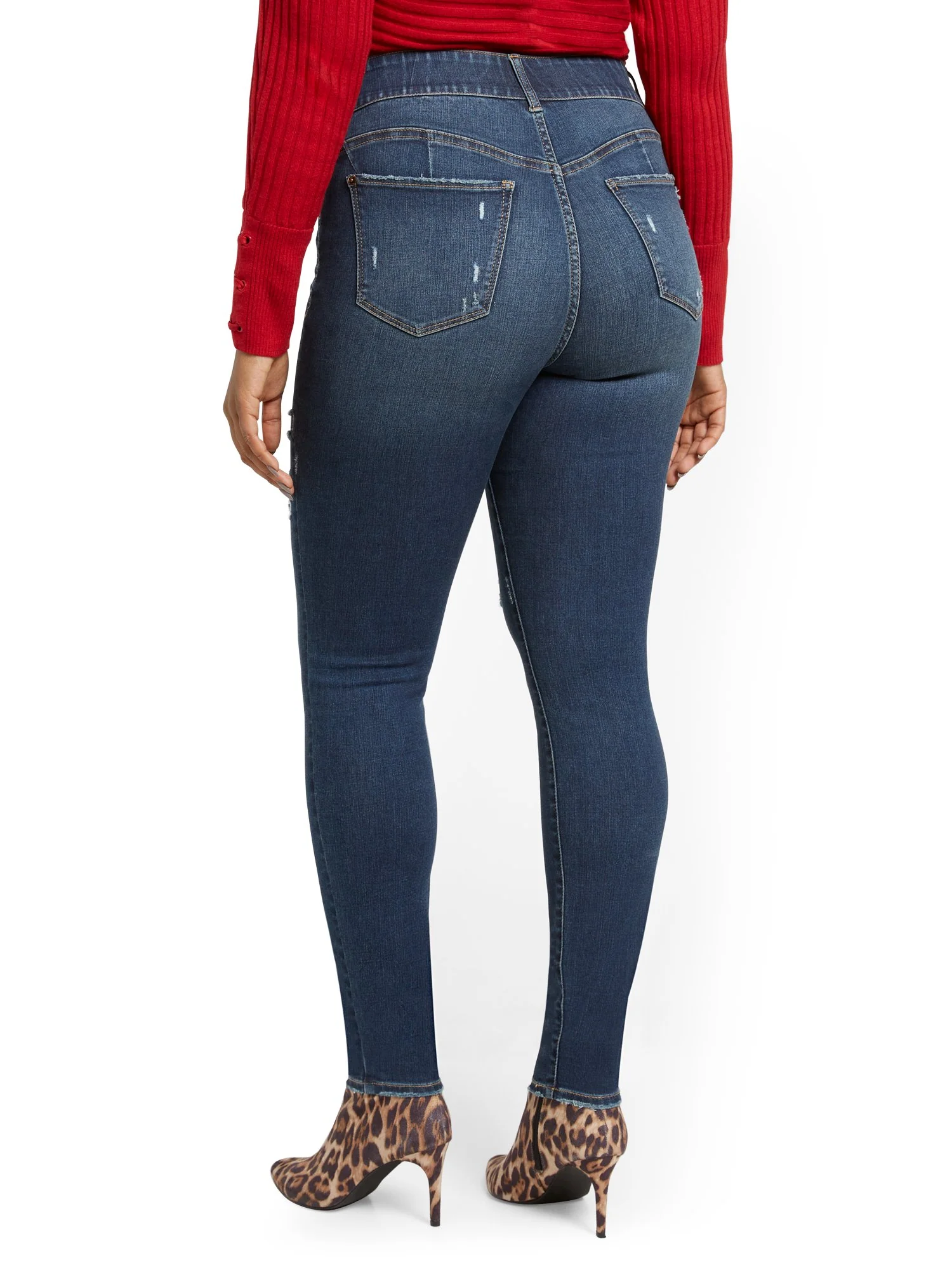 Mya Curvy High-Waisted Sculpting No Gap Super-Skinny Ankle Jeans - Cowboy Blue - Image 3