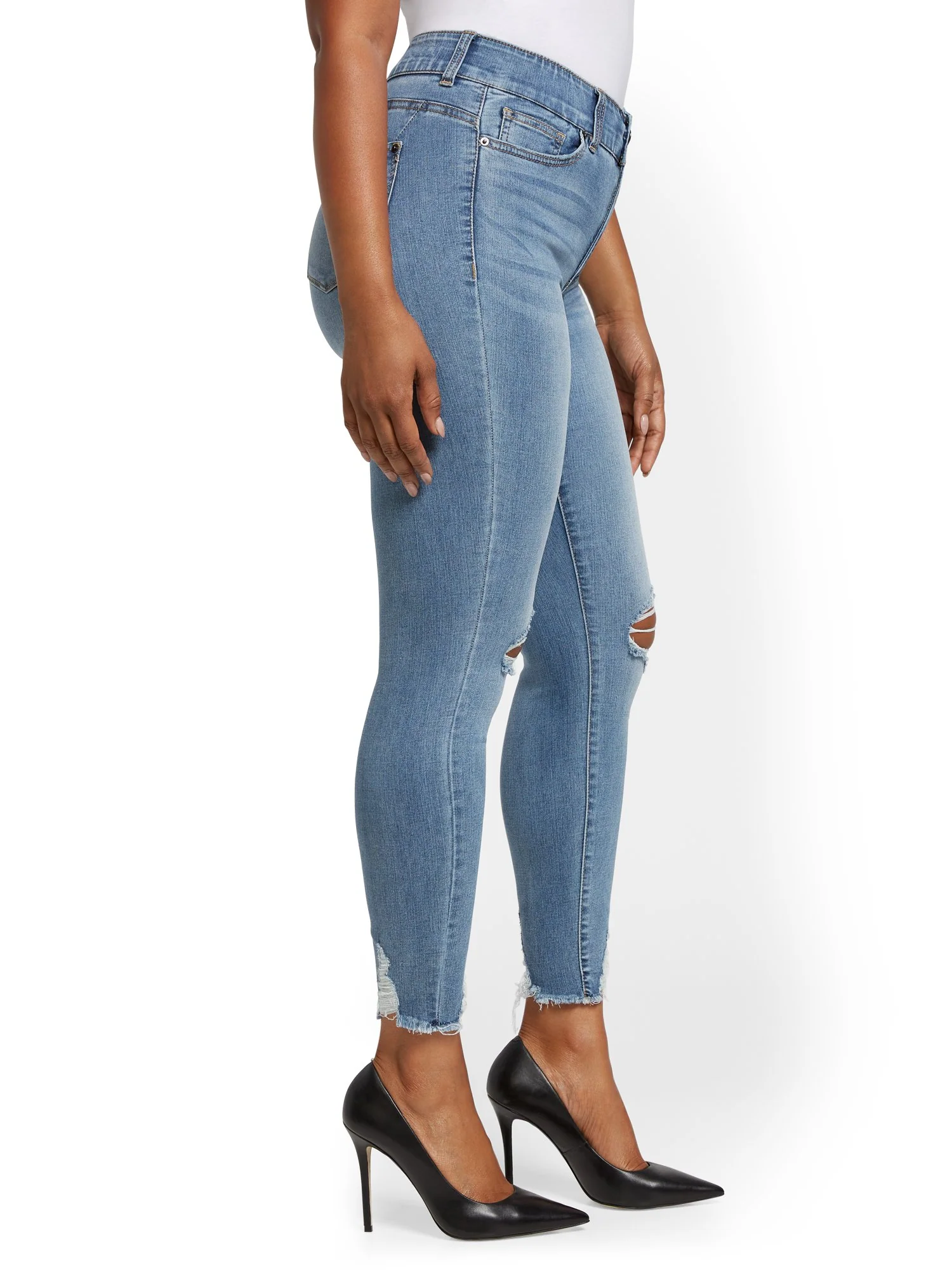Mya Curvy High-Waisted Sculpting No Gap Super-Skinny Ankle Jeans - Lavish Blue - Image 7