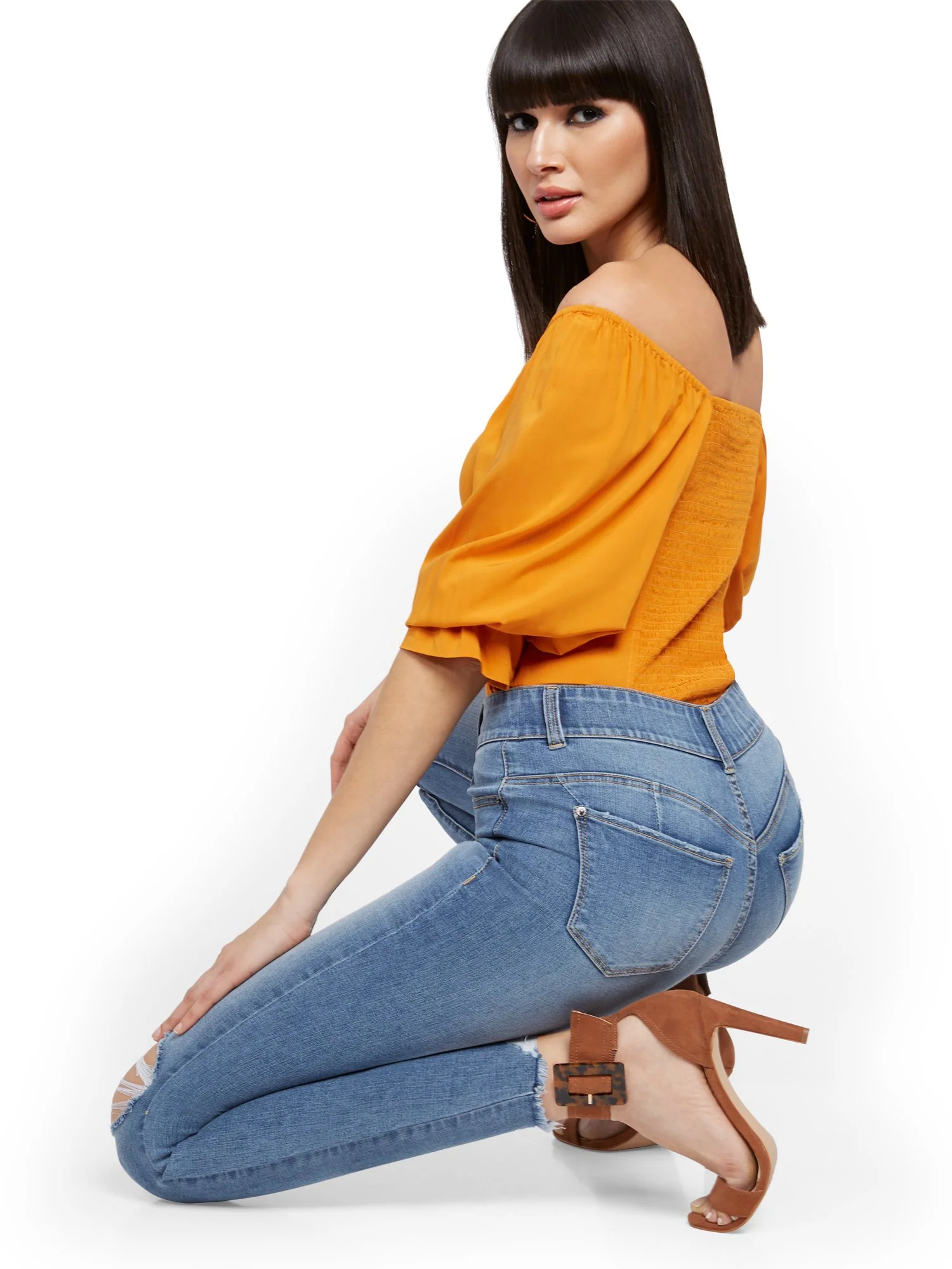 Mya Curvy High-Waisted Sculpting No Gap Super-Skinny Ankle Jeans - Lavish Blue - Image 8