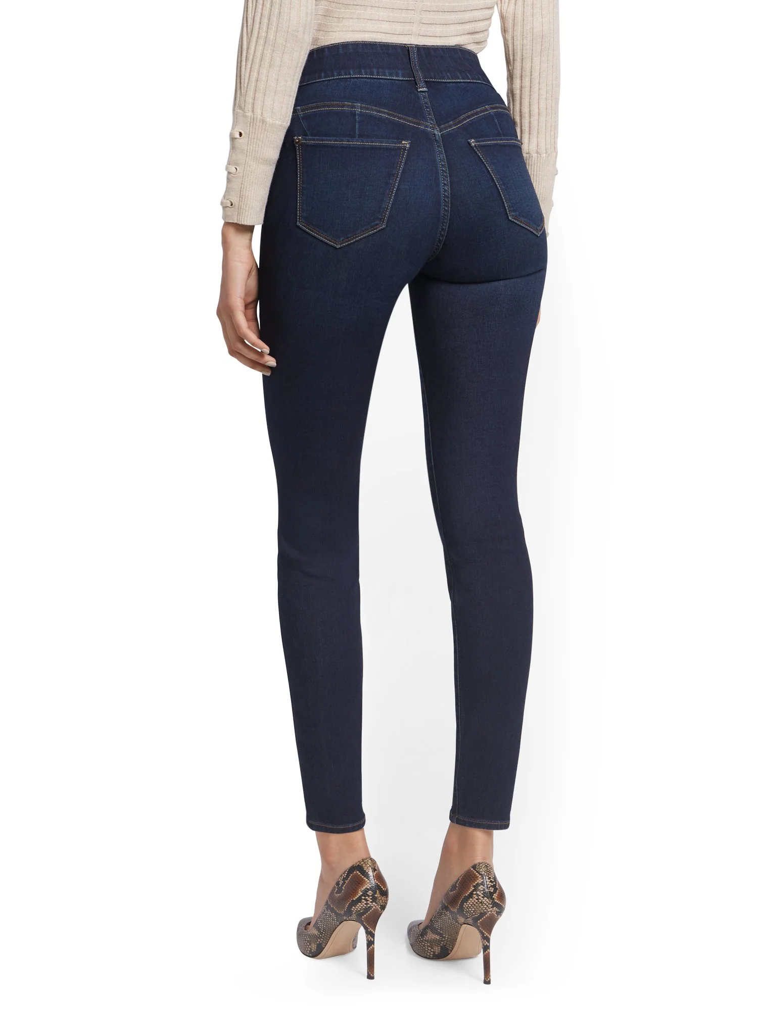 Mya Curvy High-Waisted Sculpting No Gap Super-Skinny Ankle Jeans - Moonlight Blue - Image 3