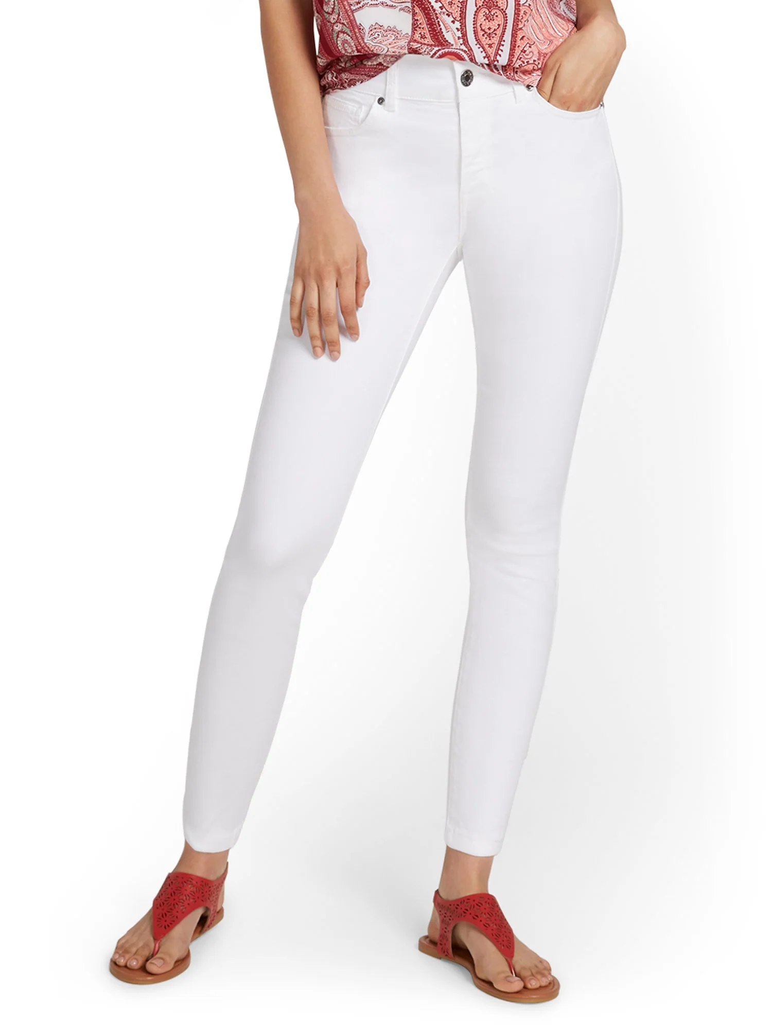 Mya Curvy High-Waisted Sculpting No Gap Super-Skinny Ankle Jeans - White - Image 2