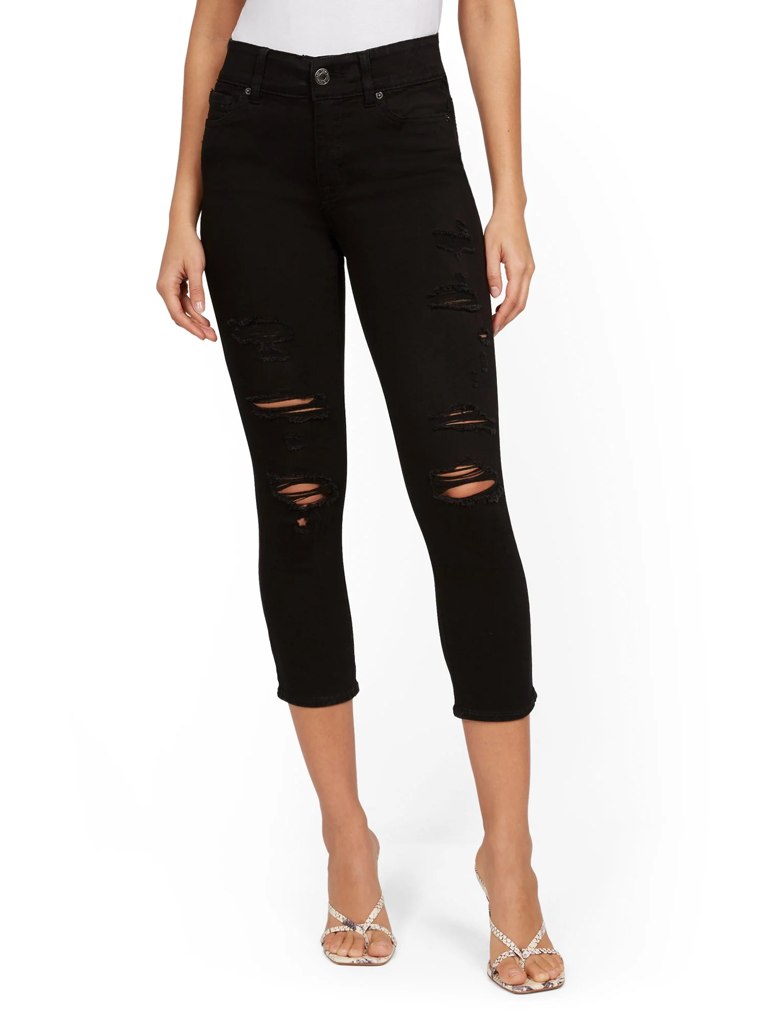 Mya Curvy High-Waisted Sculpting No Gap Super-Skinny Capri Jeans - Black - Image 7
