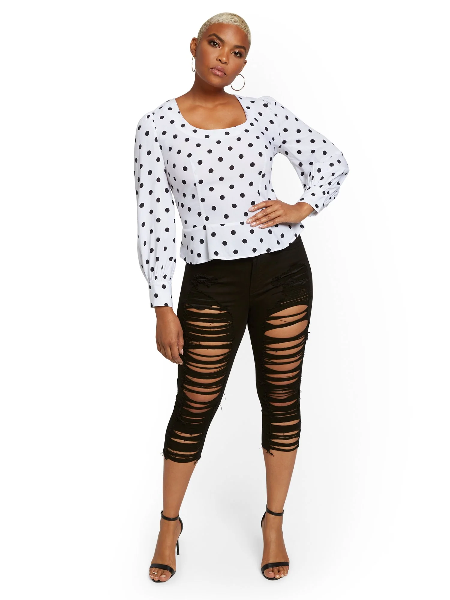 Mya Curvy High-Waisted Sculpting No Gap Super-Skinny Capri Jeans - Black - Image 4