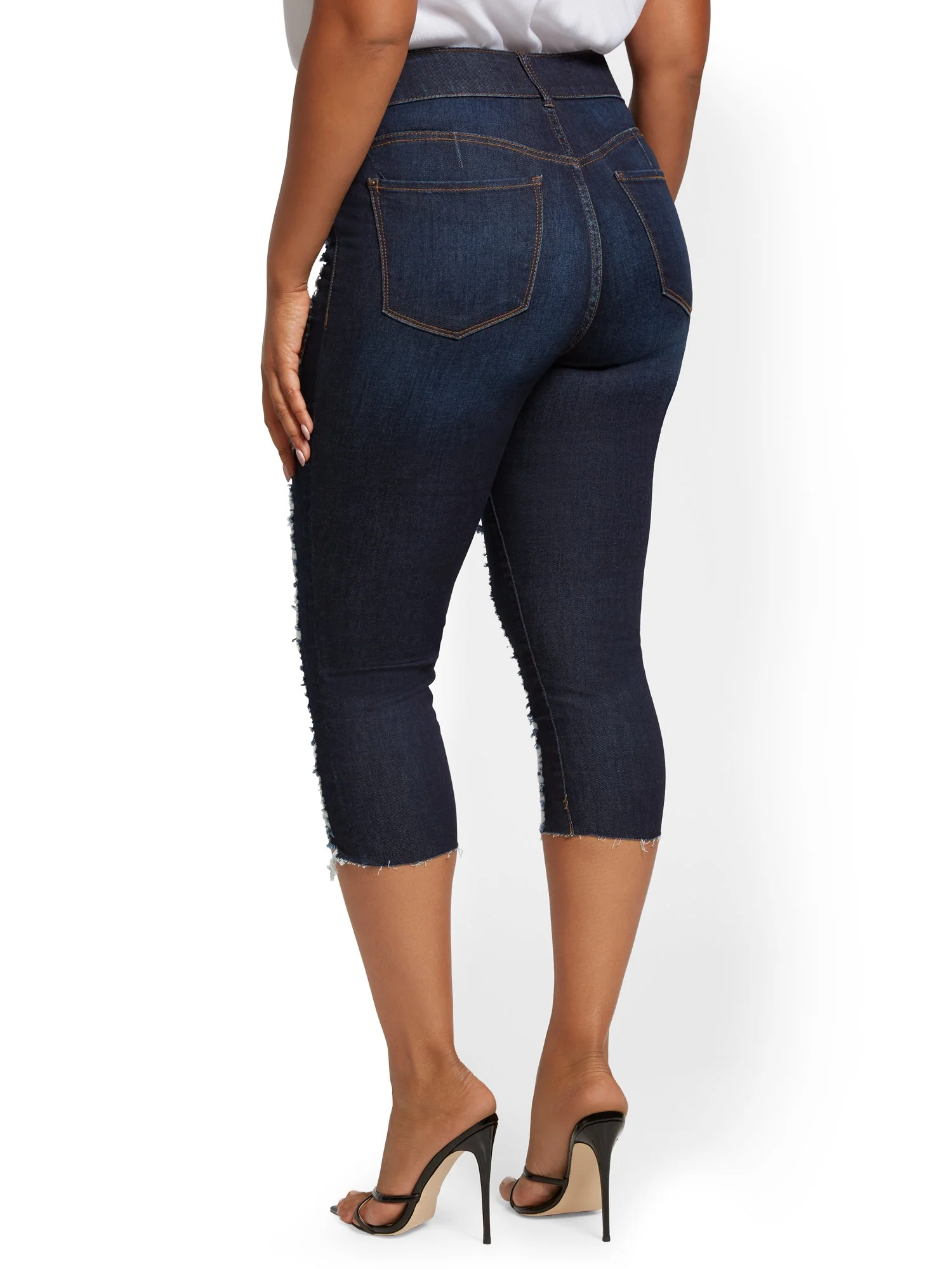 Mya Curvy High-Waisted Sculpting No Gap Super-Skinny Capri Jeans - Medium Indigo - Image 3