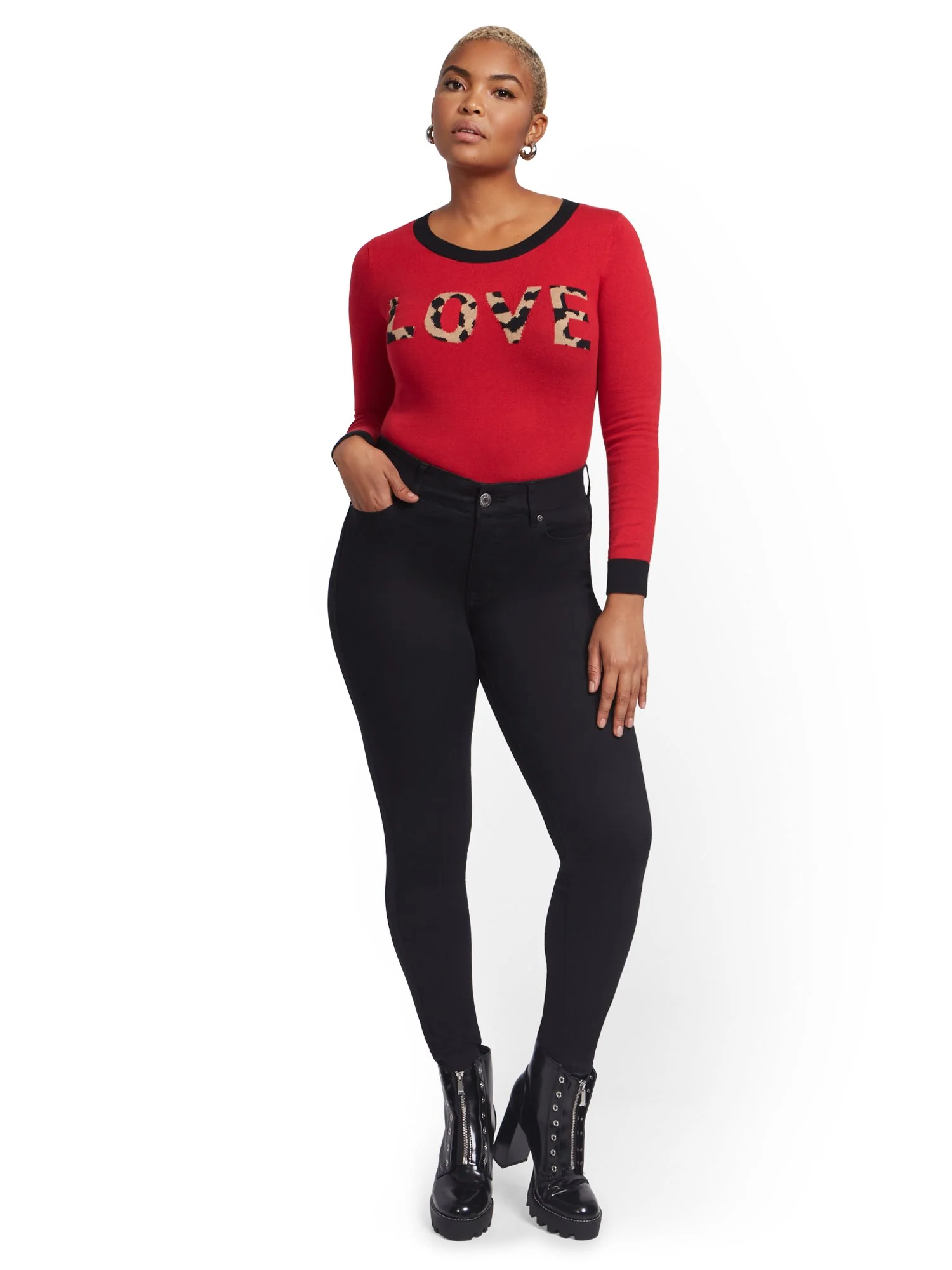 Mya Curvy High-Waisted Sculpting No Gap Super-Skinny Jeans - Black - Image 5