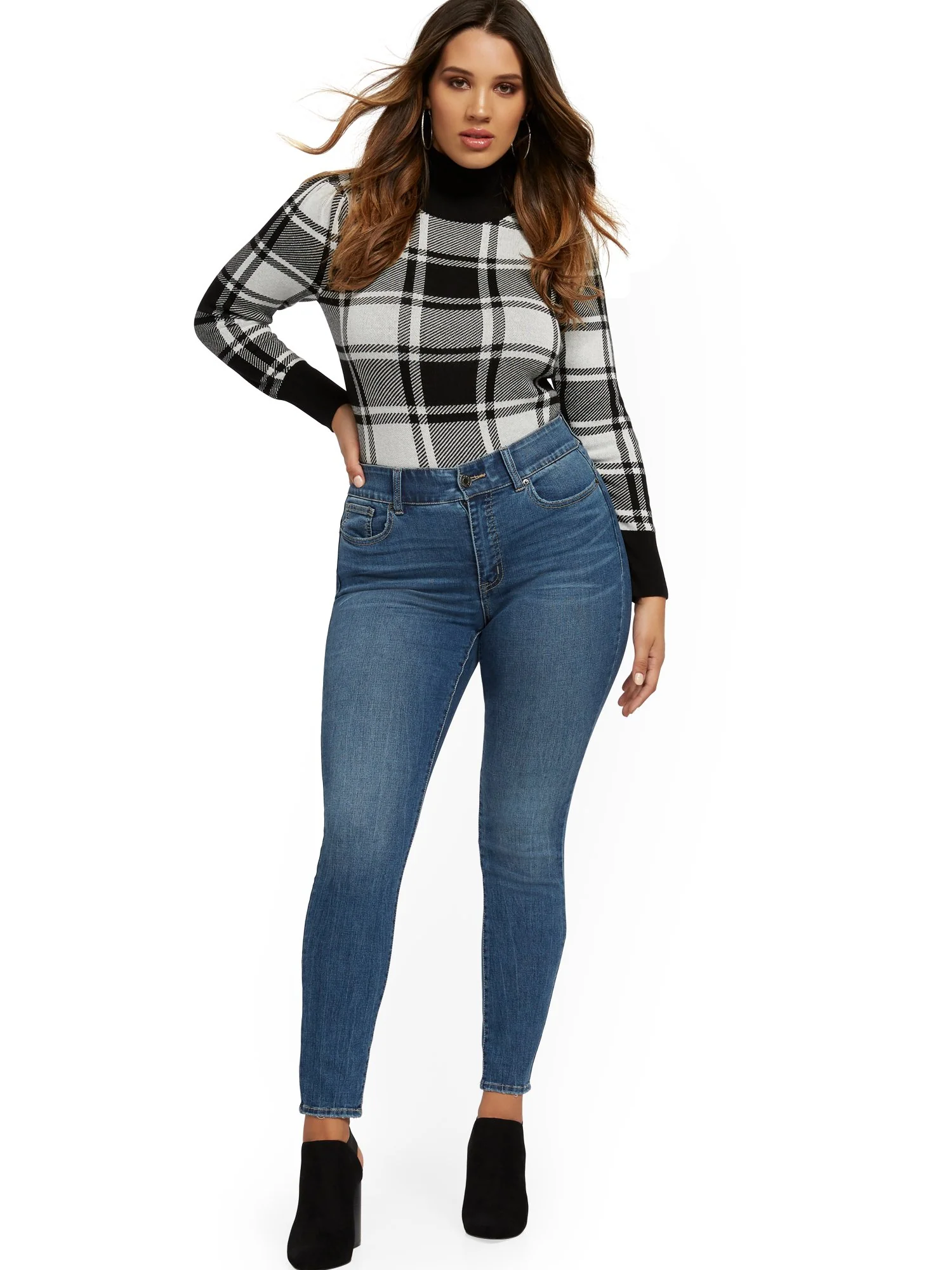 Mya Curvy High-Waisted Sculpting No Gap Super-Skinny Jeans - Blue Love - Image 4