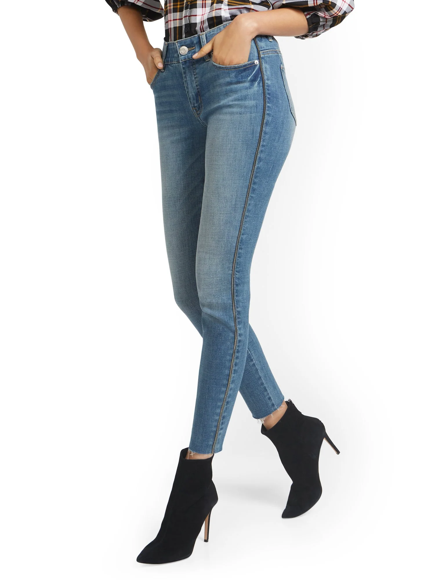 Mya Curvy High-Waisted Sculpting No Gap Super-Skinny Jeans - Side-Zip - Image 2