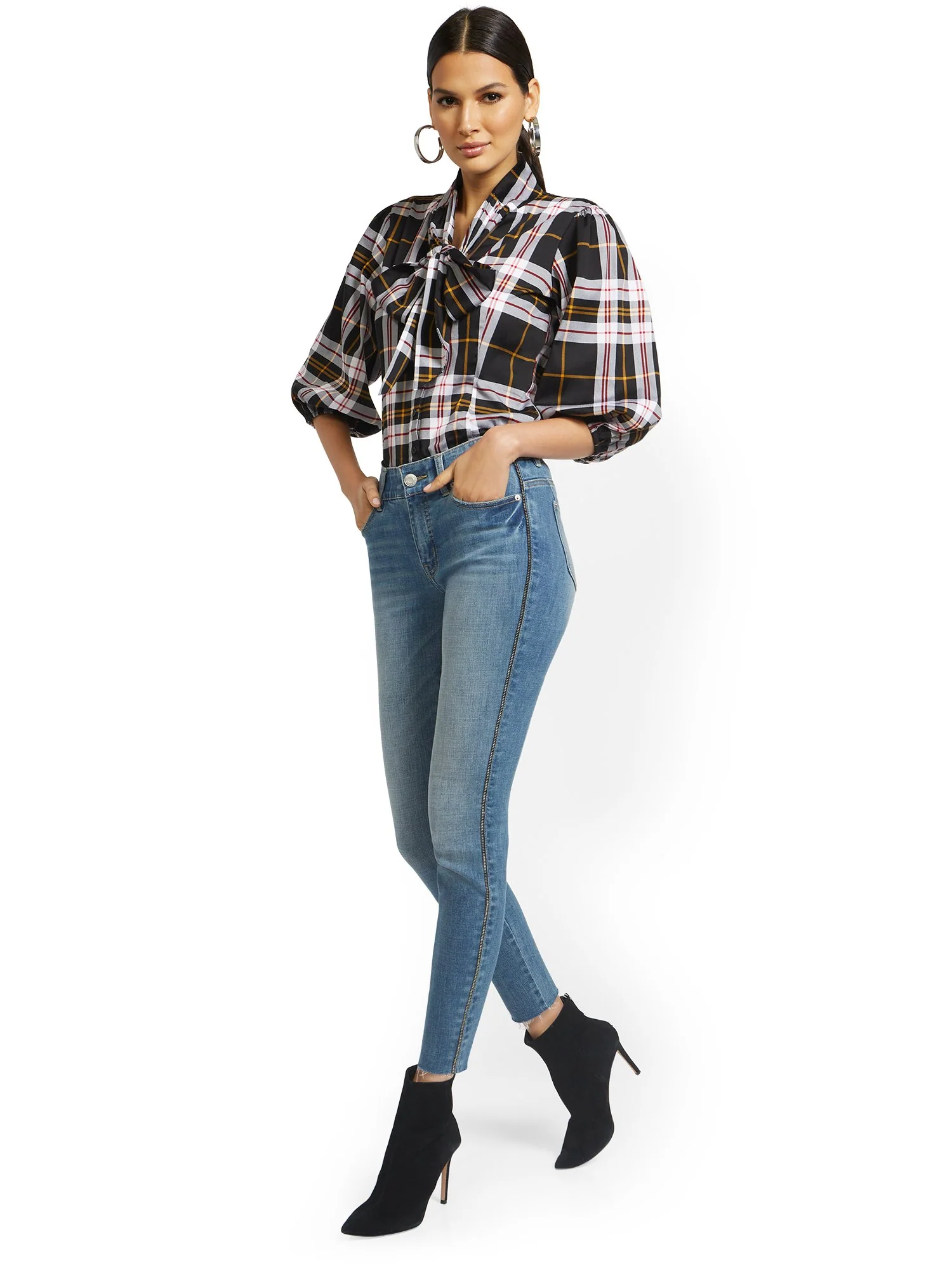 Mya Curvy High-Waisted Sculpting No Gap Super-Skinny Jeans - Side-Zip - Image 5