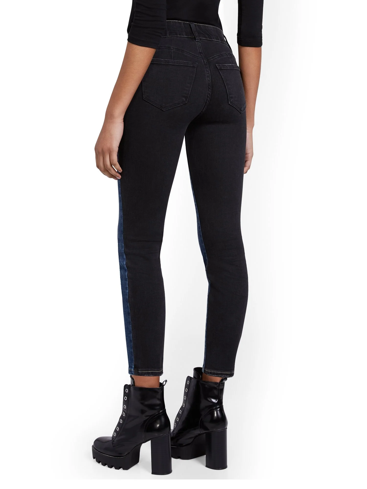 Mya Curvy High-Waisted Super-Skinny Ankle Jeans - Colorblock - Image 3