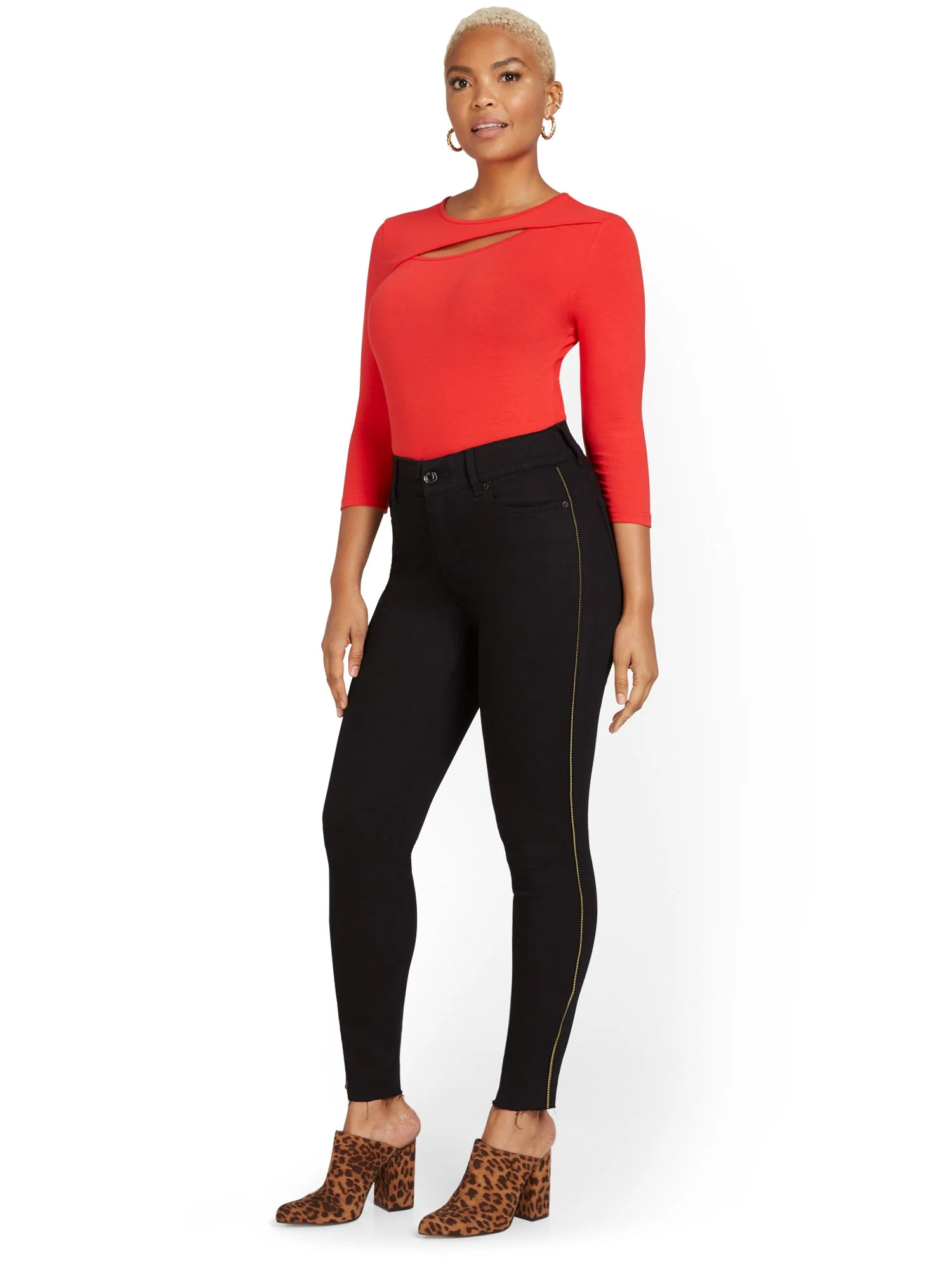 Mya Curvy High-Waisted Super-Skinny Jeans - Side-Zipper - Image 2