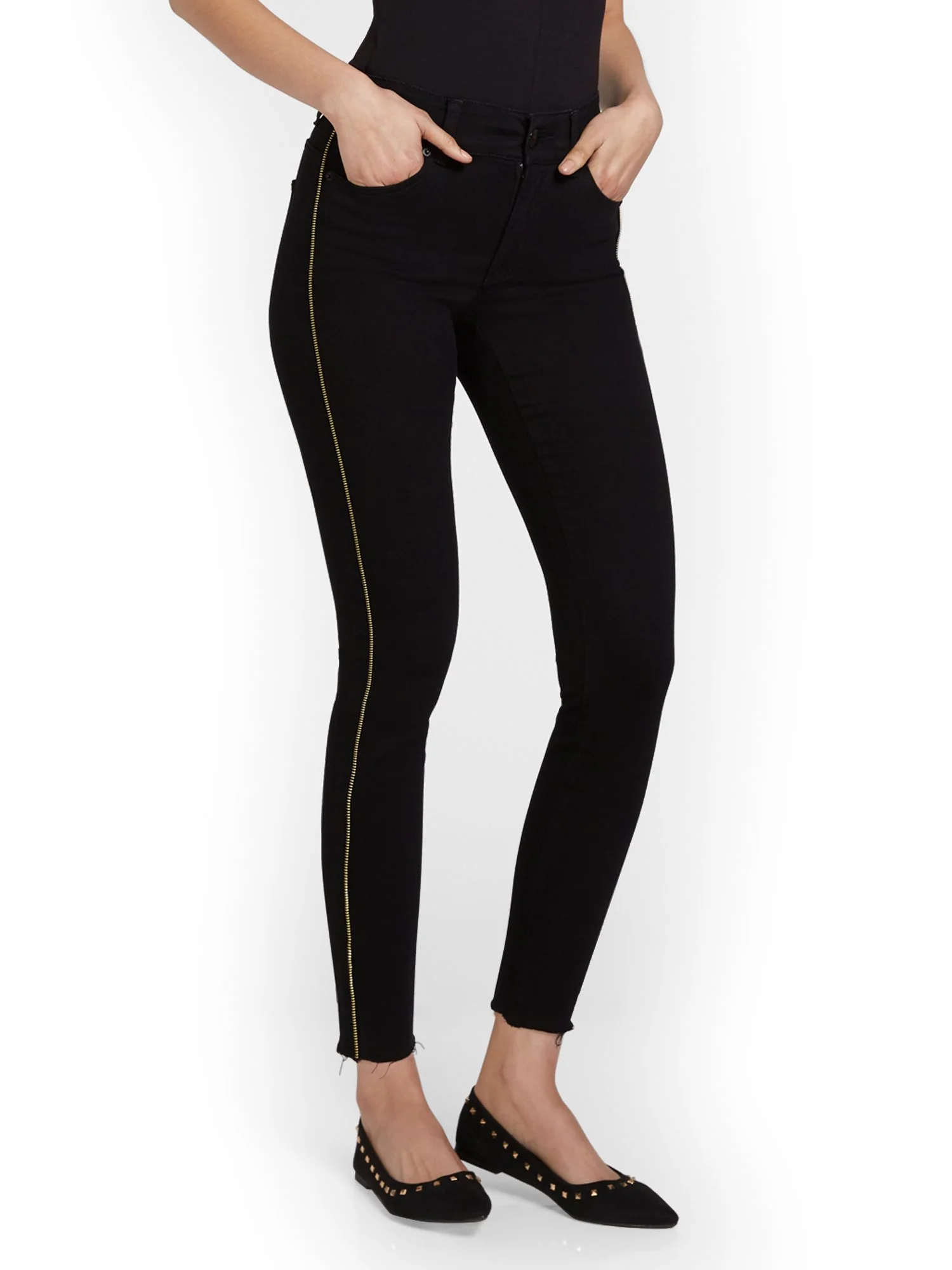 Mya Curvy High-Waisted Super-Skinny Jeans - Side-Zipper - Image 3