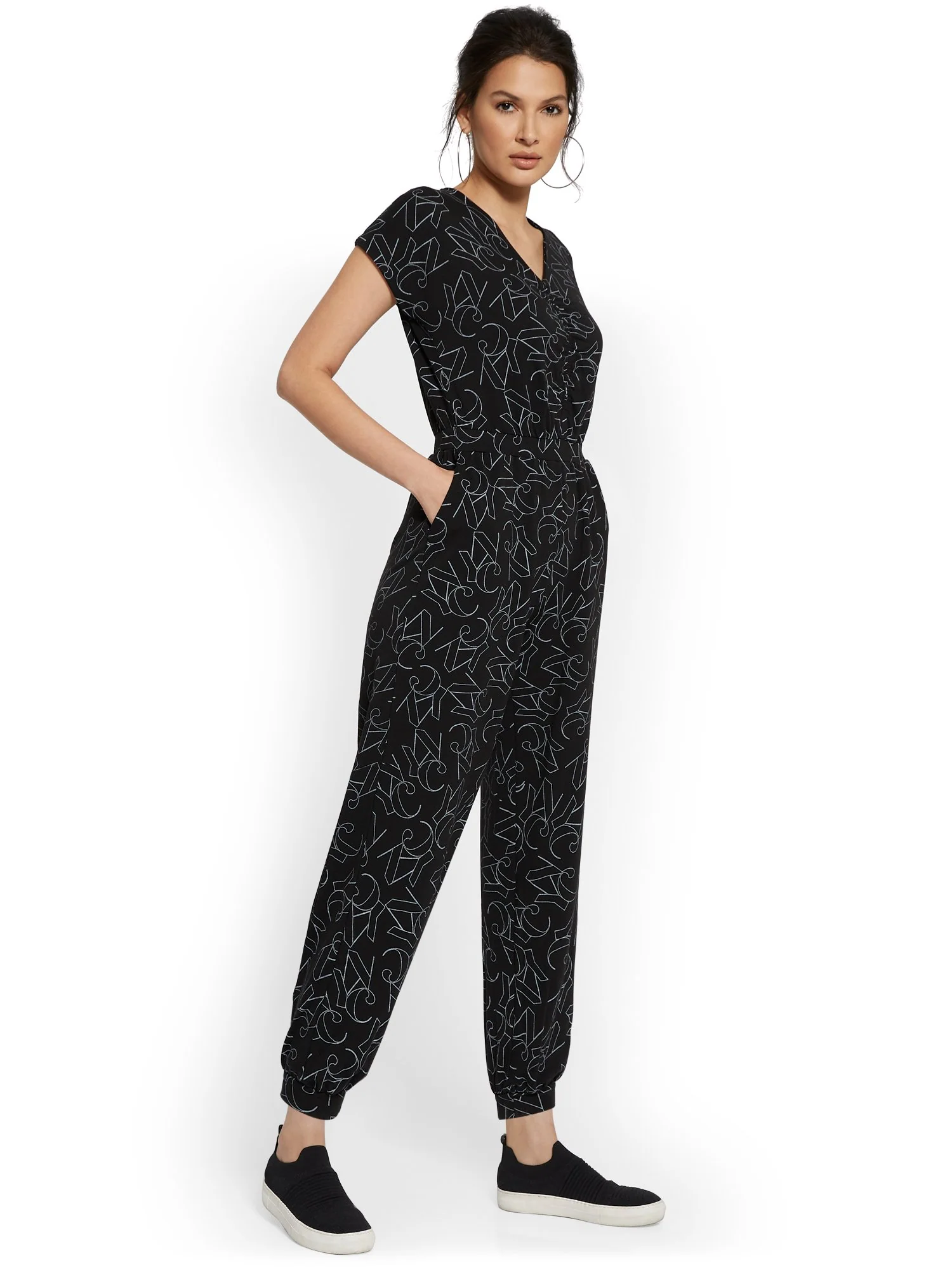 NYC Dreamy French Terry Ruched Jumpsuit - Image 2