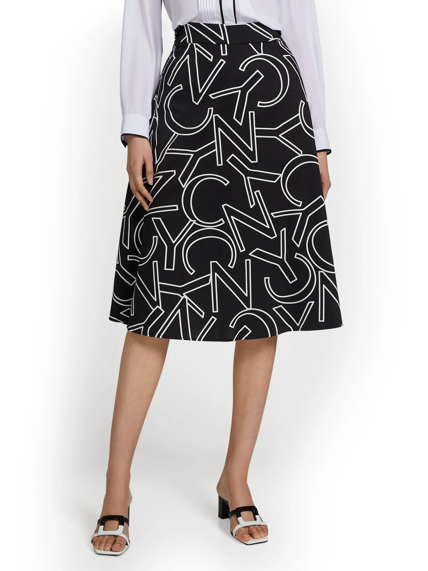 NYC-Print Side-Tab A-Line Skirt - Image 2