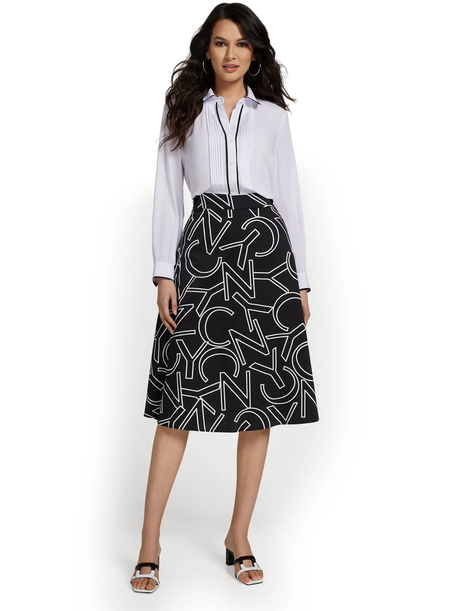 NYC-Print Side-Tab A-Line Skirt - Image 5