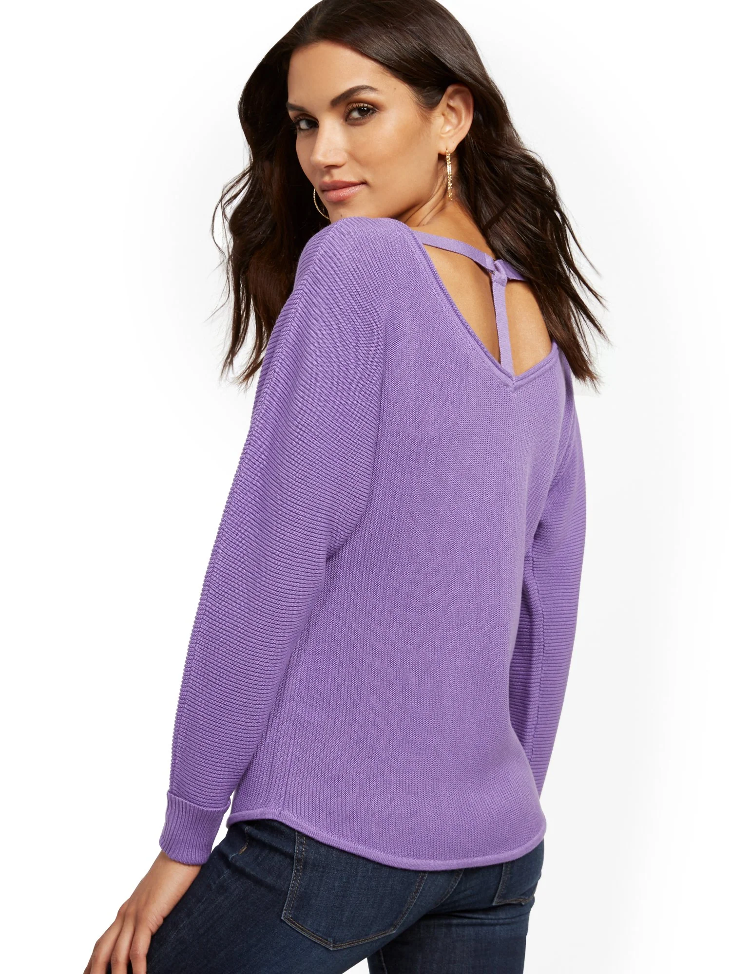 O-Ring Back Dolman Sweater