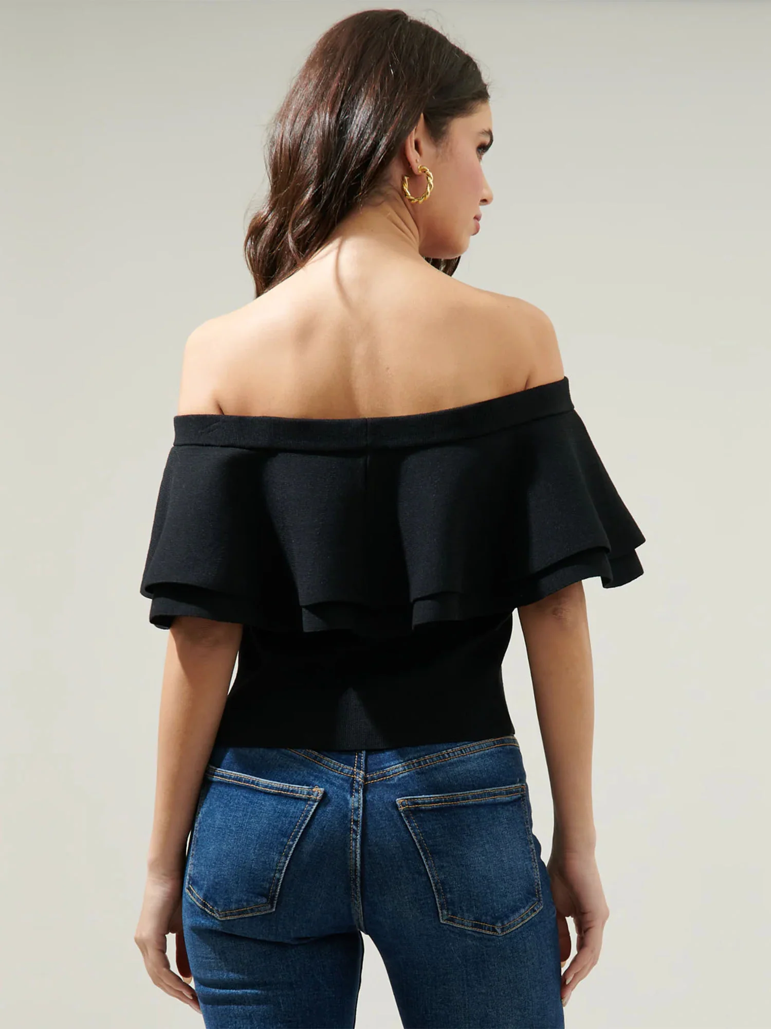 Sugarlips Off Shoulder Sweater Knit Flounce Top - Brands We Love - Image 3