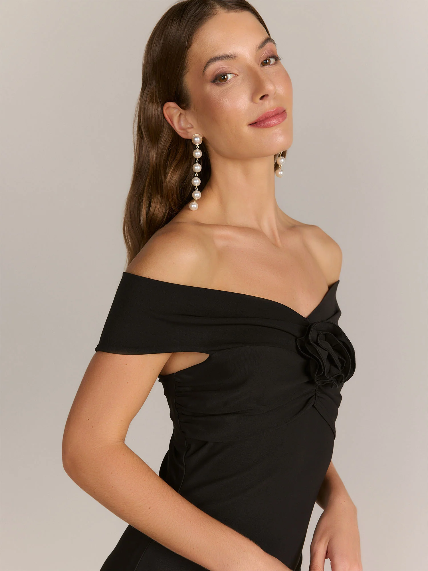 Lena Off Shoulder Rosette Jersey Dress - Brands We Love - Image 2