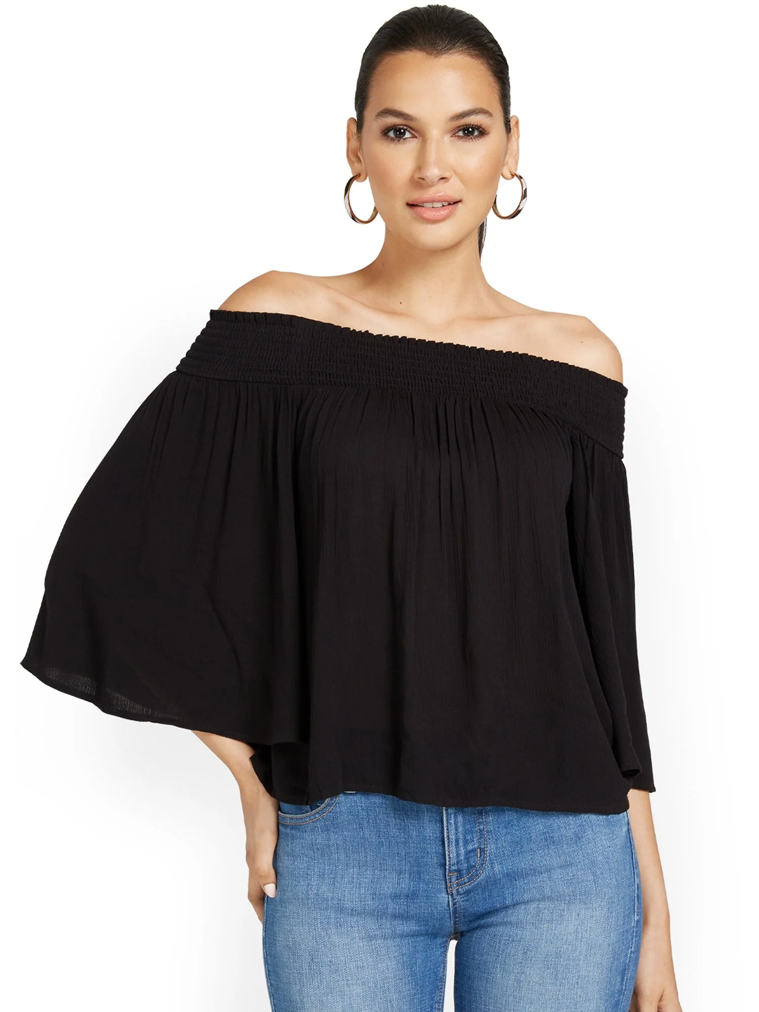 Off-The-Shoulder Bell-Sleeve Blouse