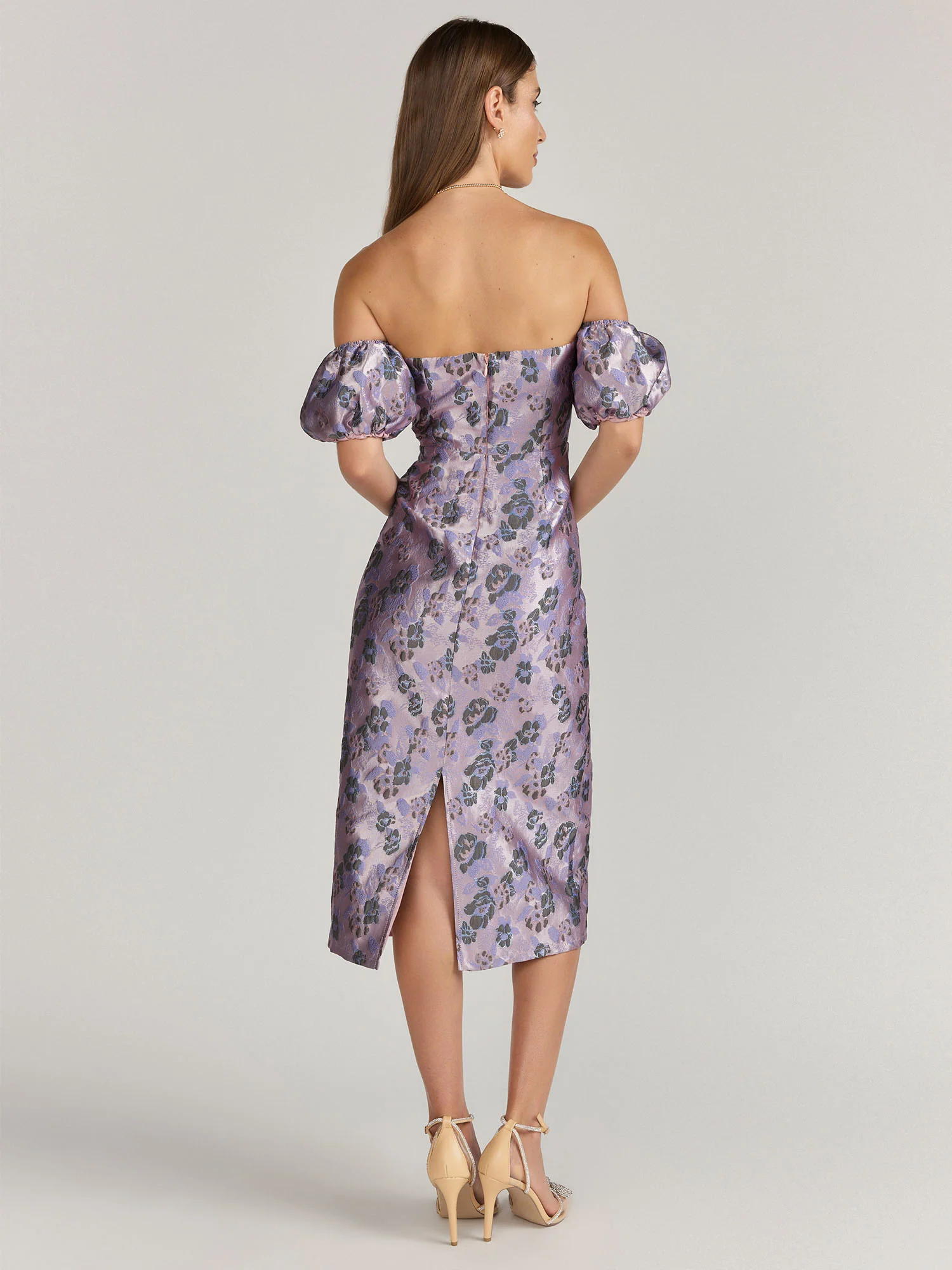 Lena Off-The-Shoulder Brocade Floral Dress - Brands We Love - Image 3
