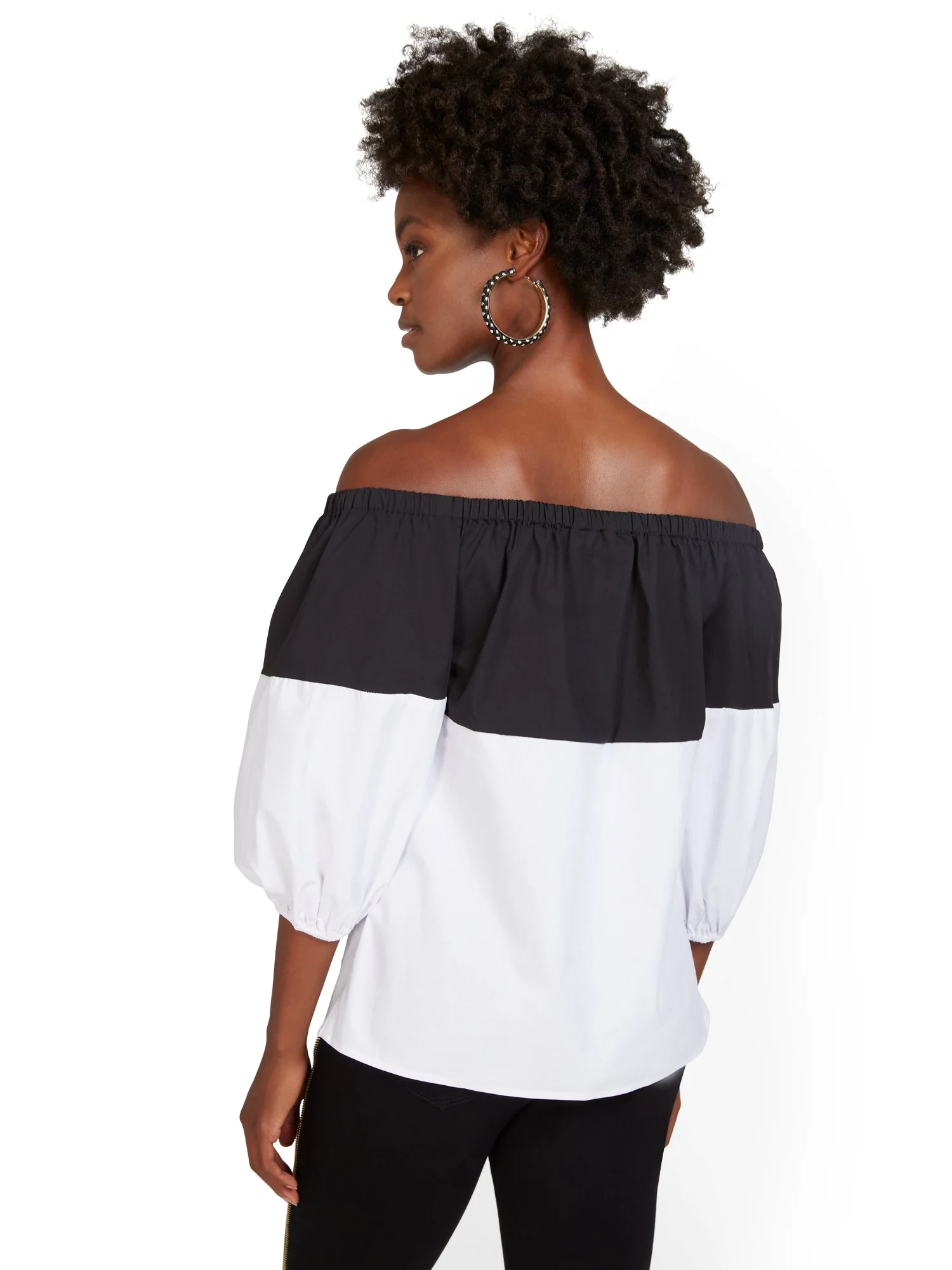 Off-The-Shoulder Contrast Poplin Top - Image 3