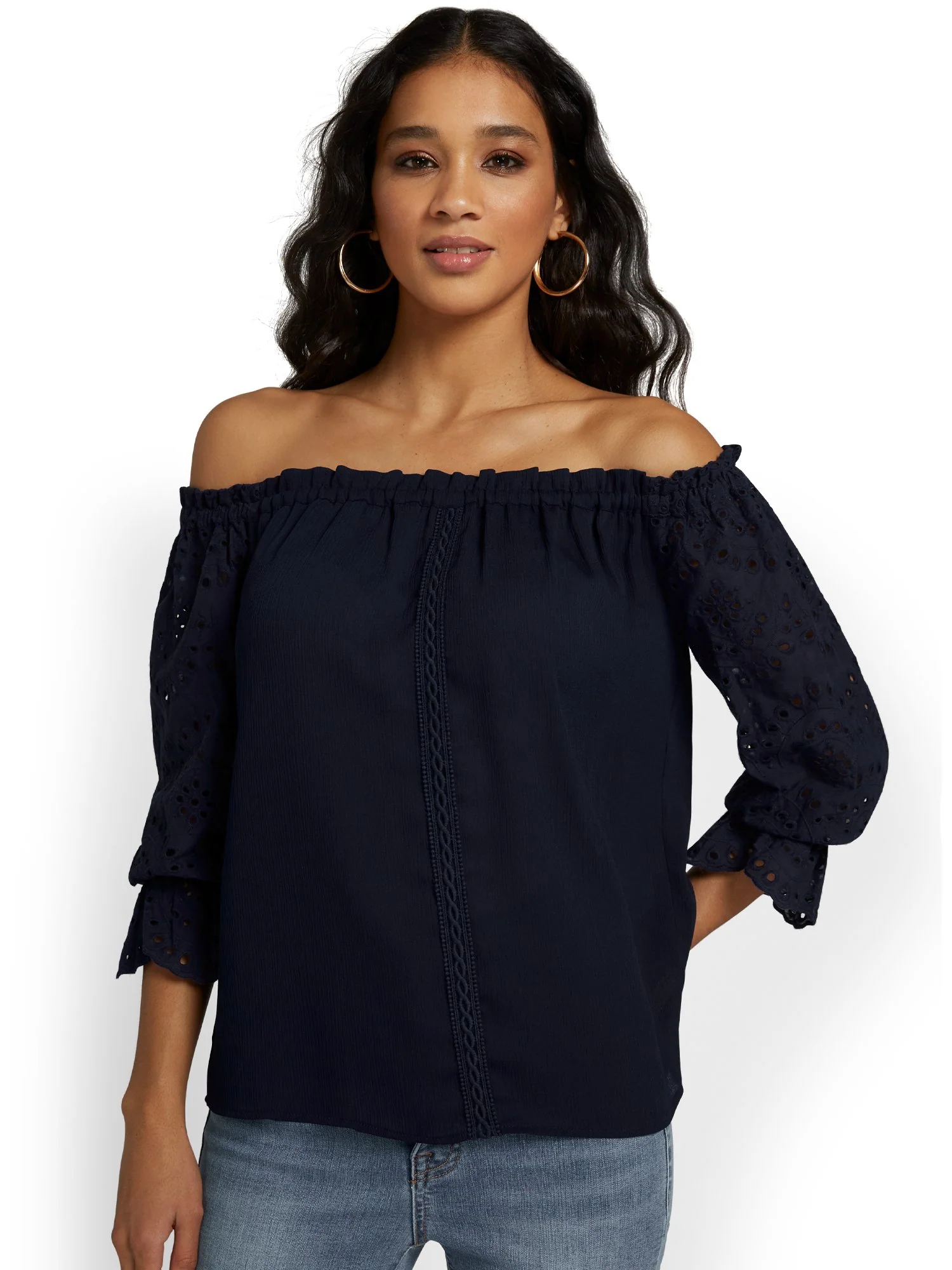 Off-The-Shoulder Eyelet Blouse - Lily & Cali - Image 6