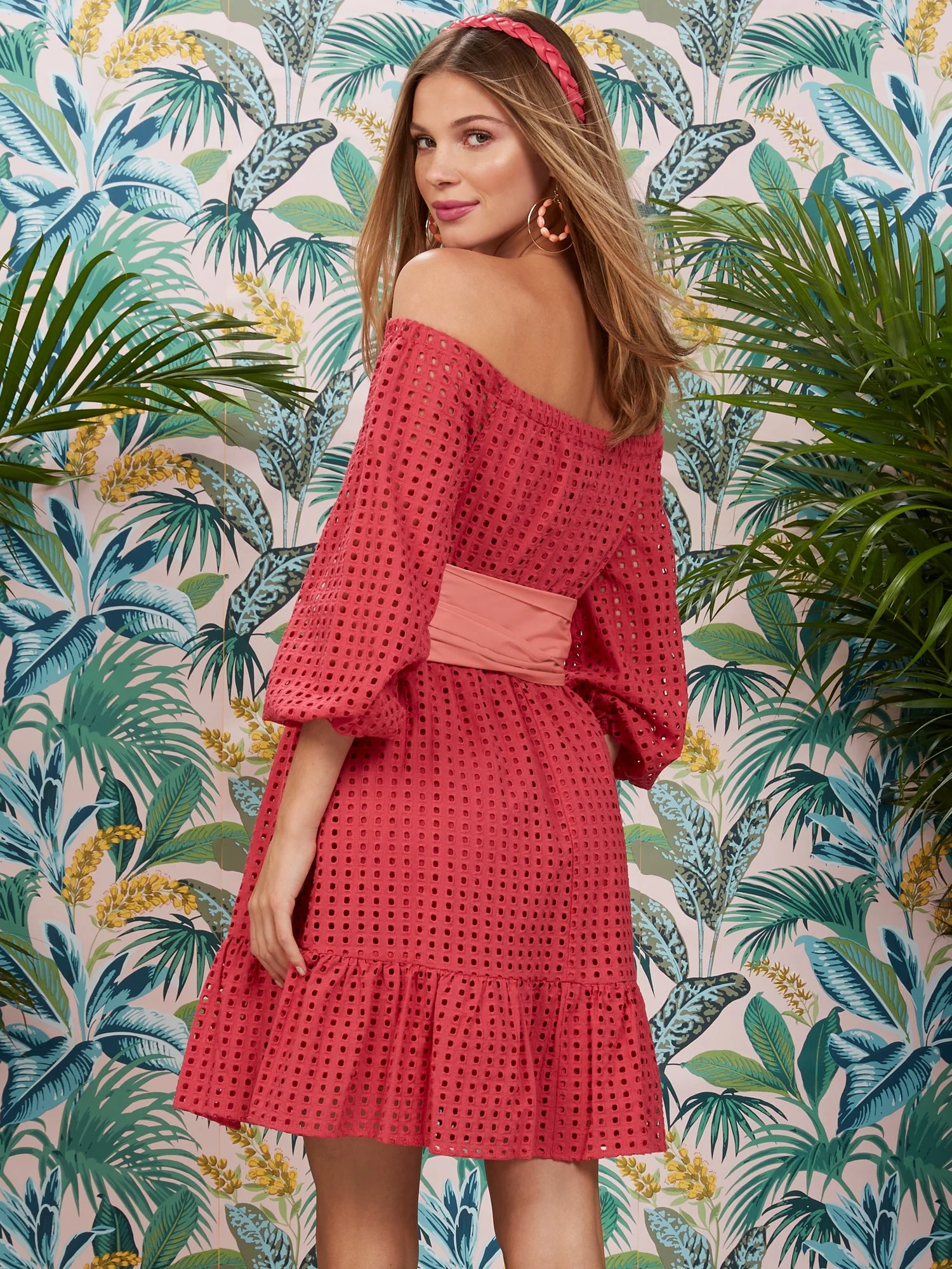 Off-The-Shoulder Eyelet Dress - Image 3