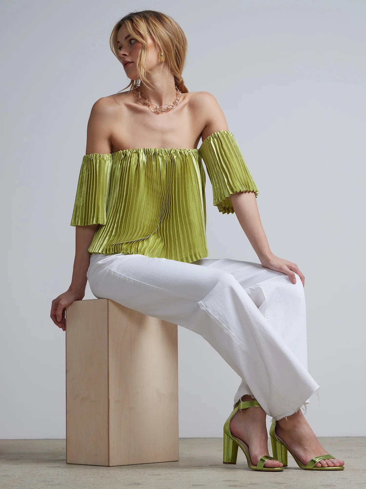 Off-The-Shoulder Pleated Top - Image 4