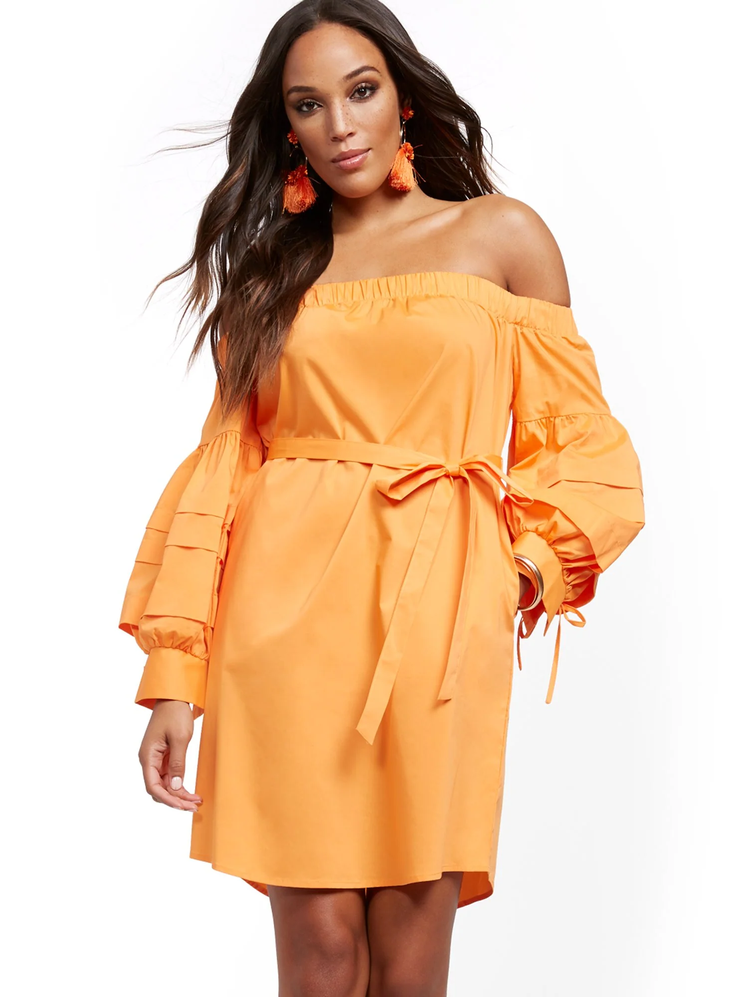 Off-The-Shoulder Poplin Shift Dress - Image 6